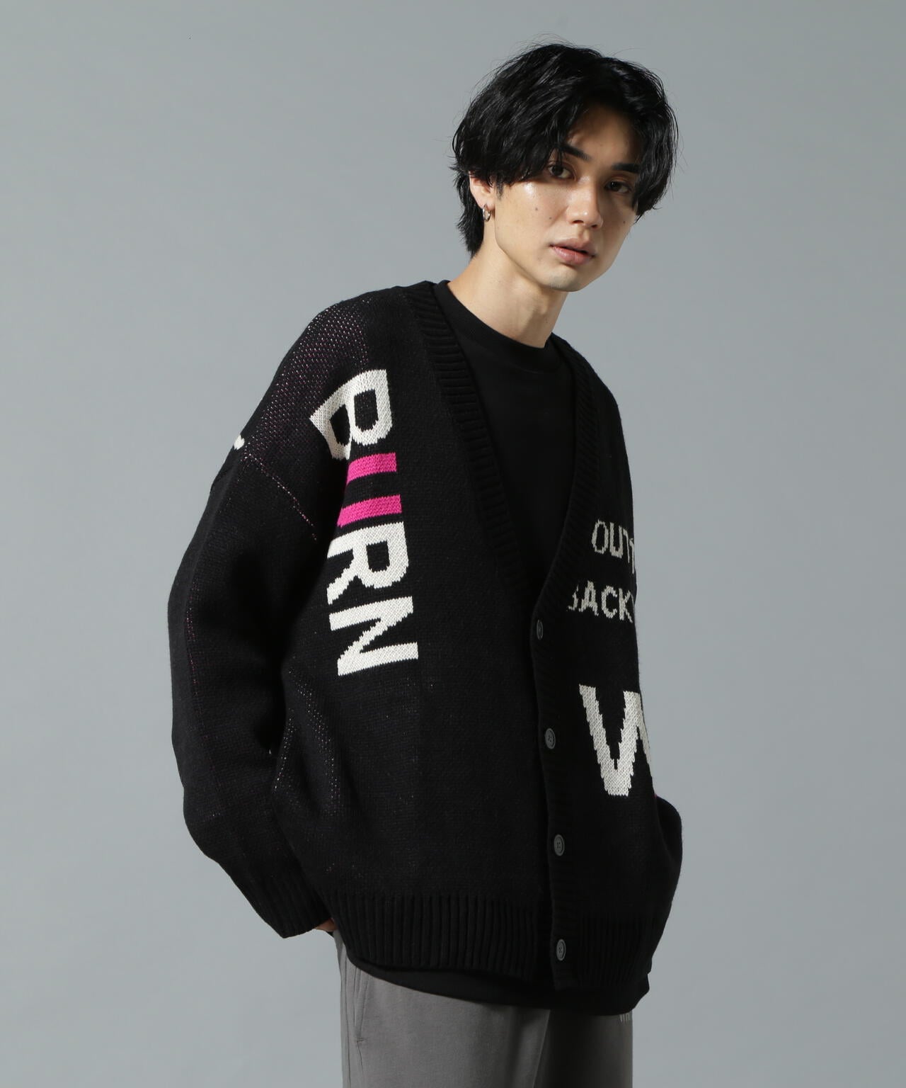 【WEB&DEPOT限定】WHITELAND/ホワイトランド/LOGO CARDIGAN
