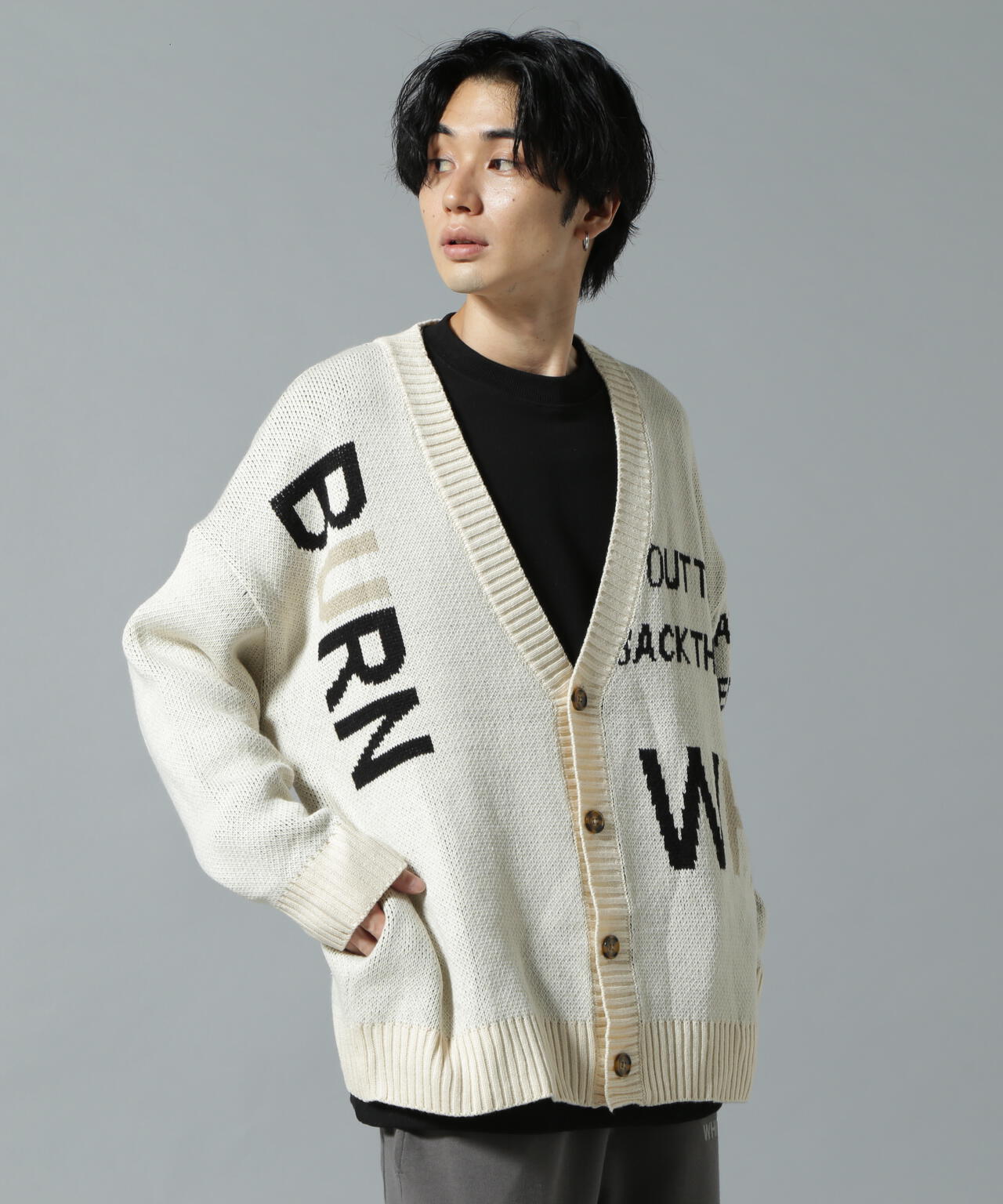 【WEB&DEPOT限定】WHITELAND/ホワイトランド/LOGO CARDIGAN
