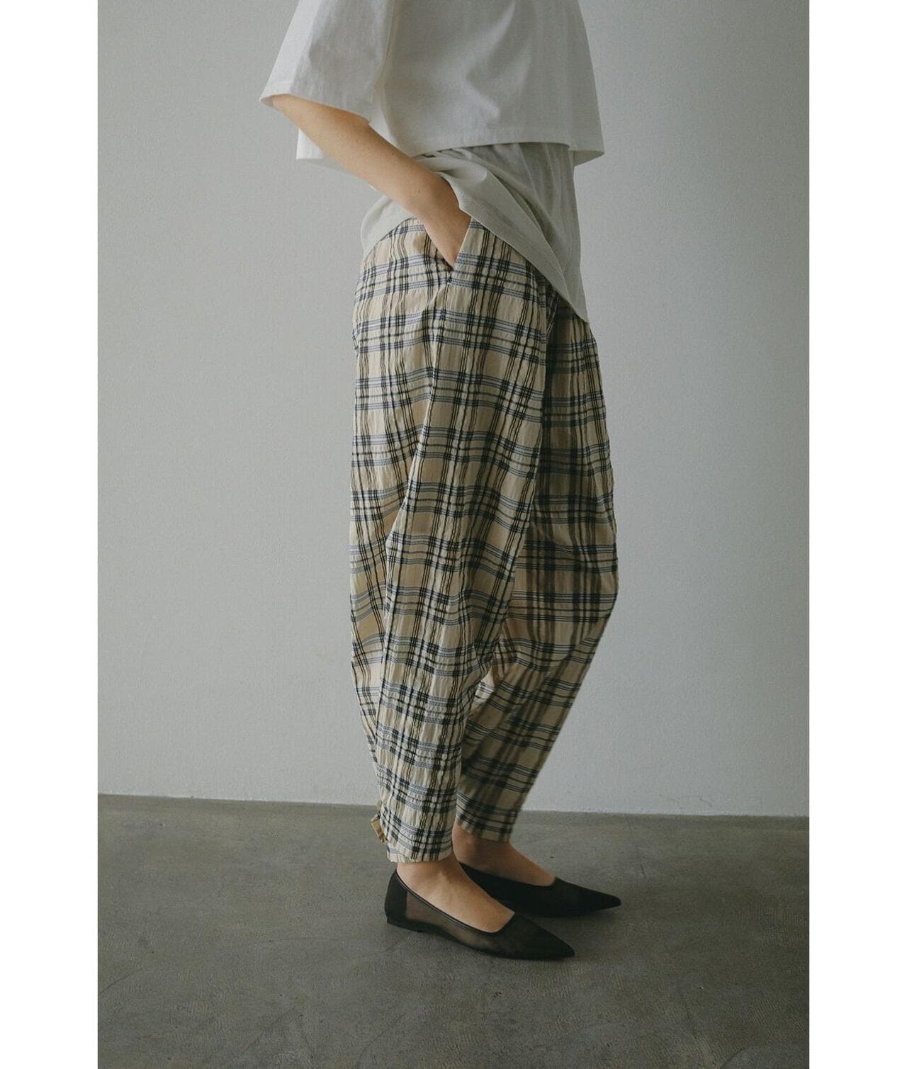 MANOF/マノフ/BELTED GATHER PANTS