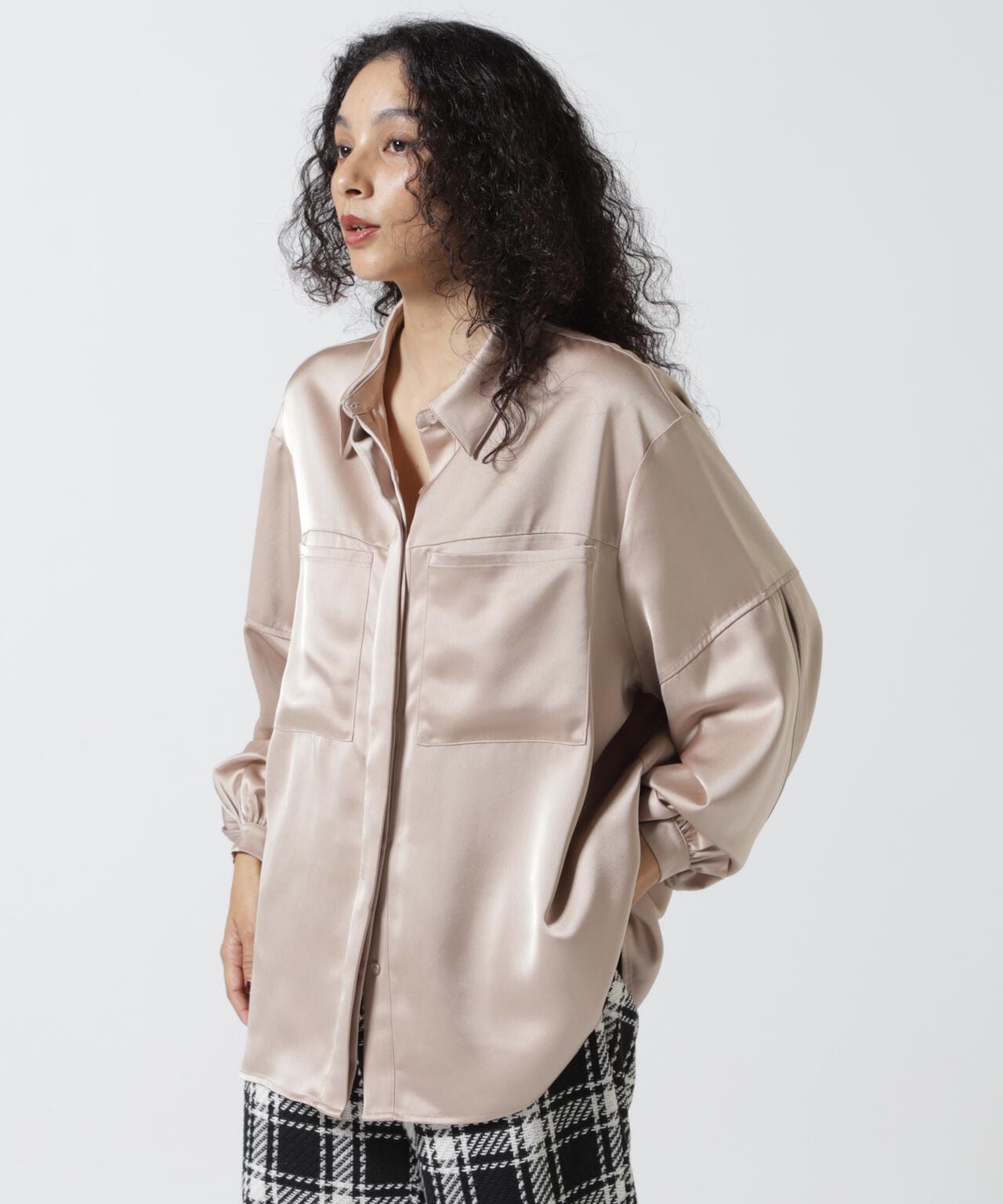 MANOF/マノフ/OUT POCKET SATIN SHIRTS