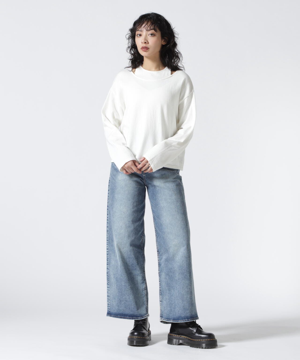 MANOF/マノフ/NECK LAYERED KNIT TOPS