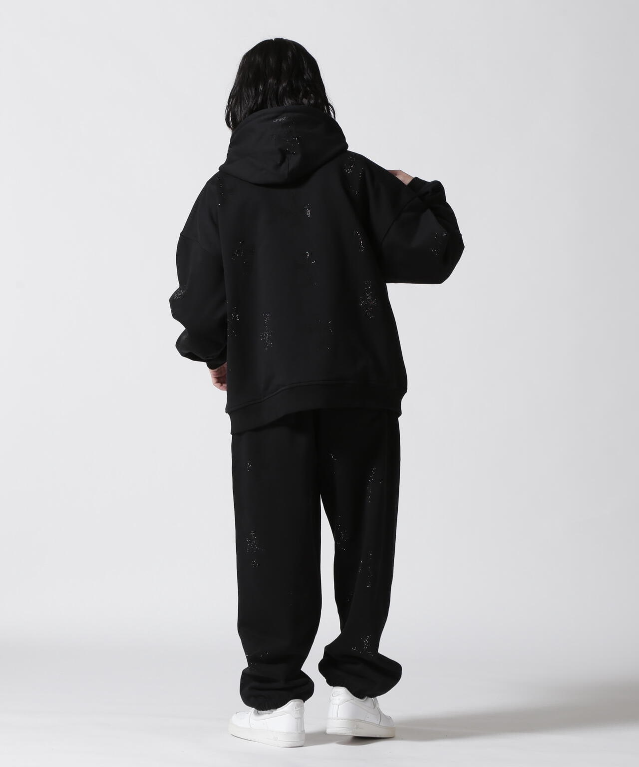 UNKNOWNLONDON/アンノウンロンドン/BLACK×BLACK CROSS REVERSIBLE ZIP HOODIE