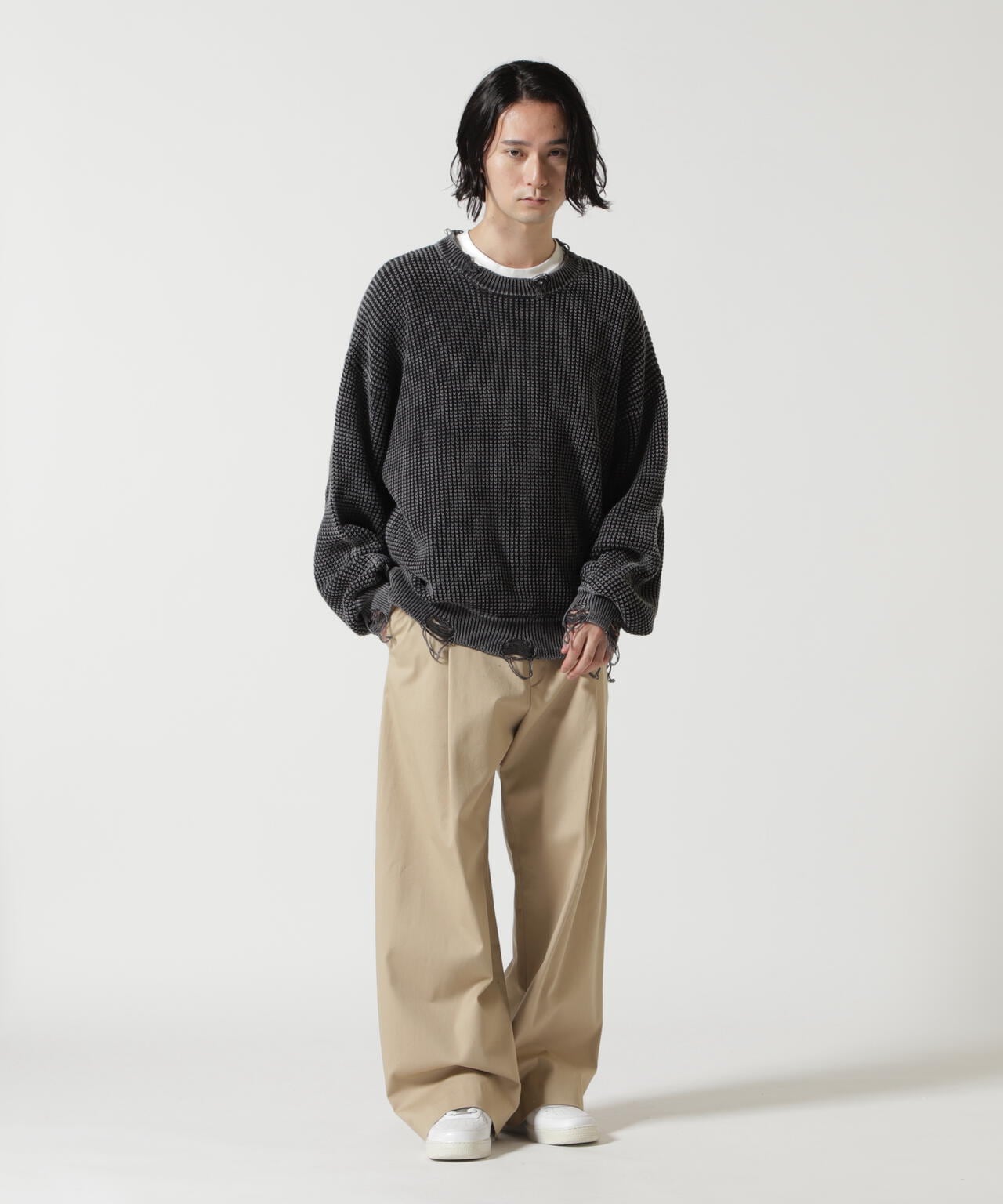 【WEB&DEPOT限定】Dankeschon/ダンケシェーン/PIGMENT STONEWASH DAMAGE AZE CREWNECK
