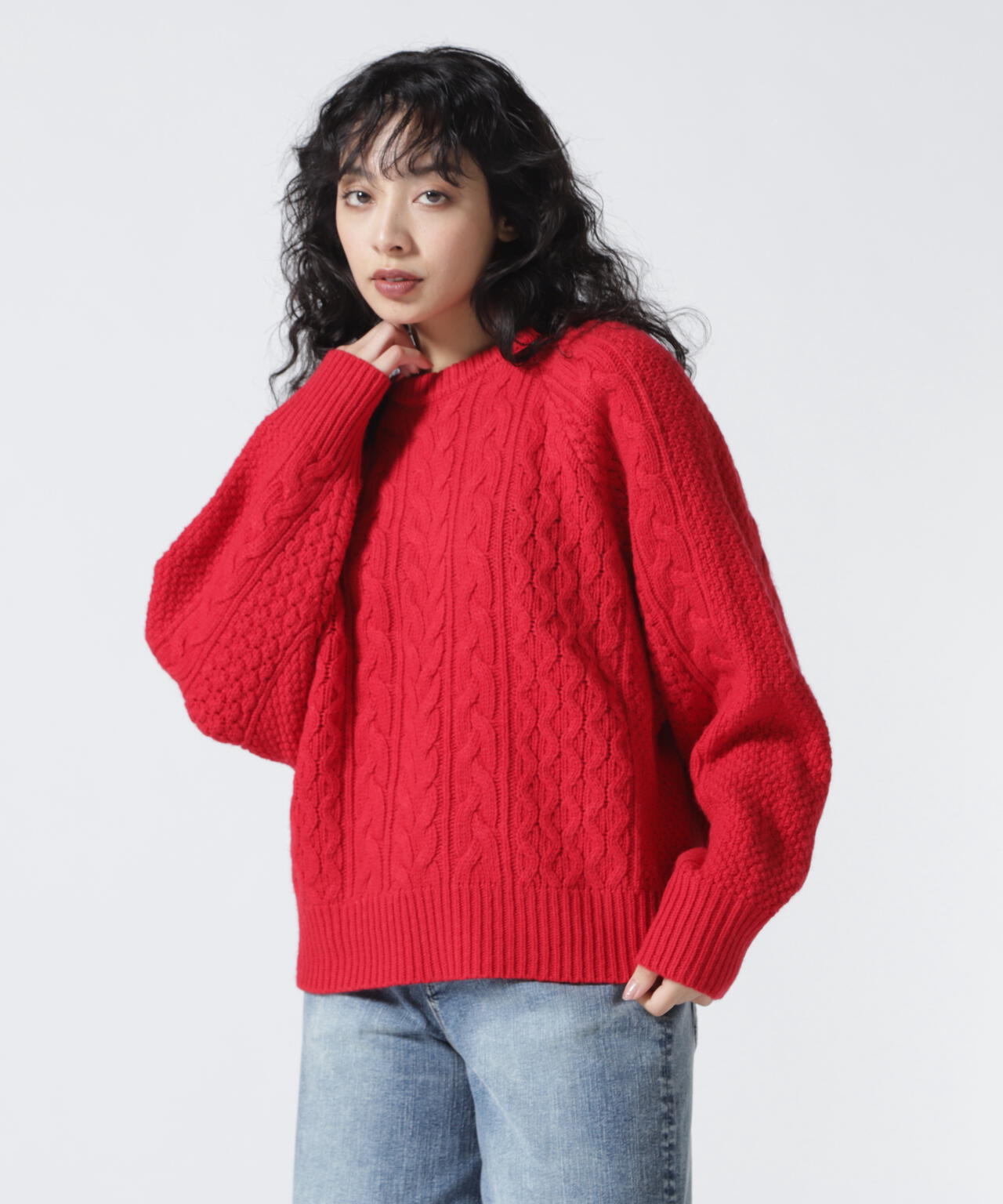 MANOF/マノフ/SHOULDER TUCK CABLE KNIT
