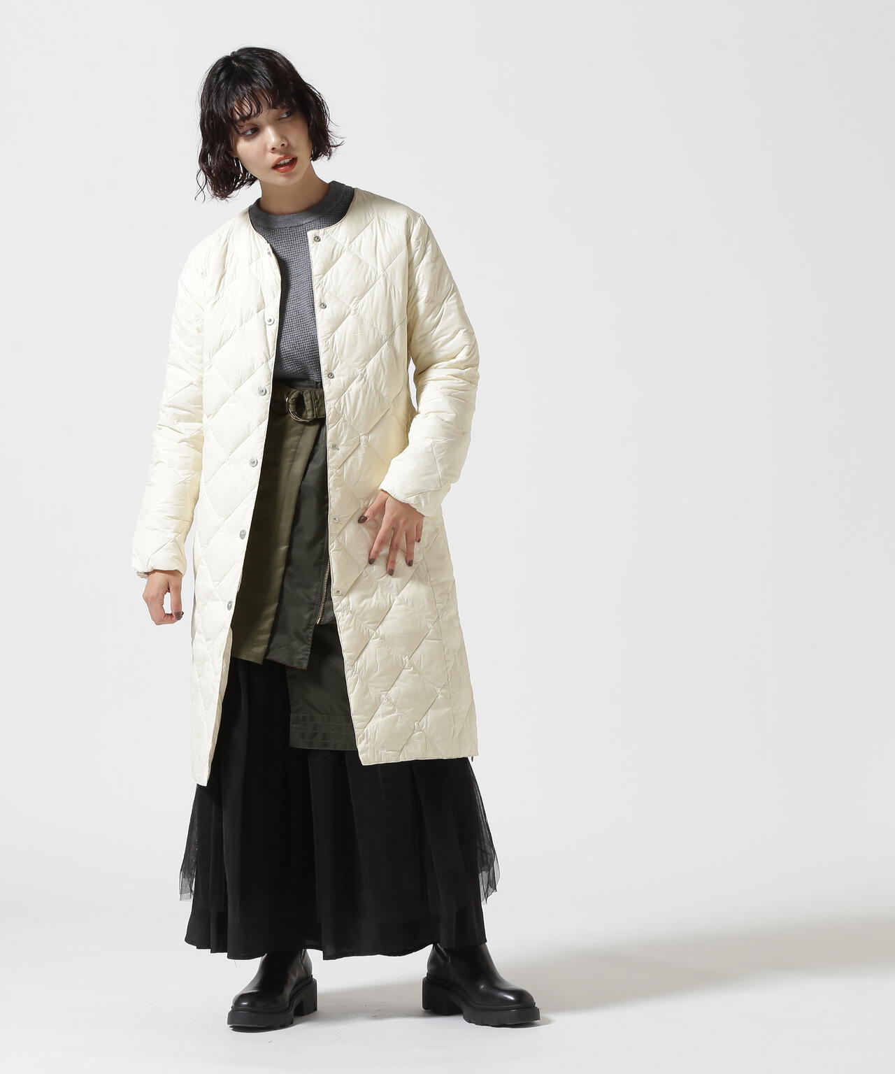 TAION/タイオン/【WOMENS】SINGLE CITY CREW NECK LONG DOWN COAT