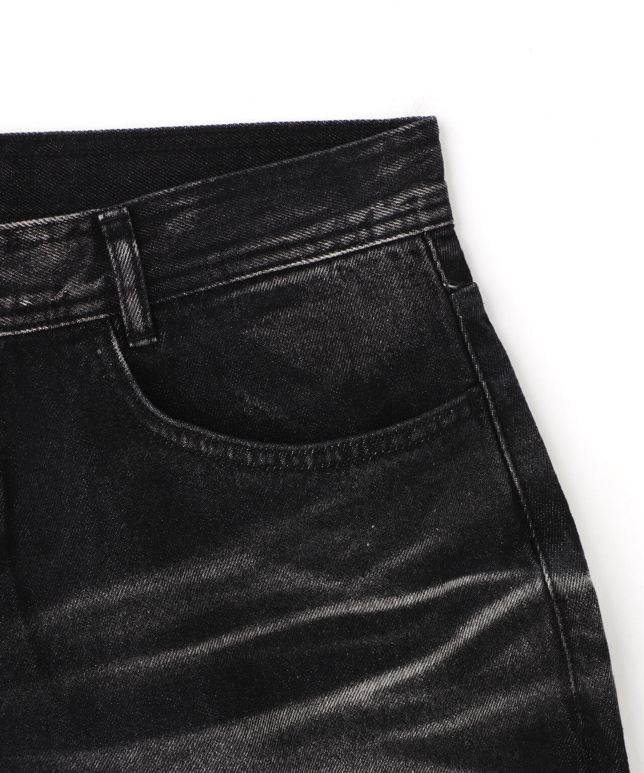 BLR/ビーエルアール/EMBOSSED WAVE W DENIM PANTS BLACK