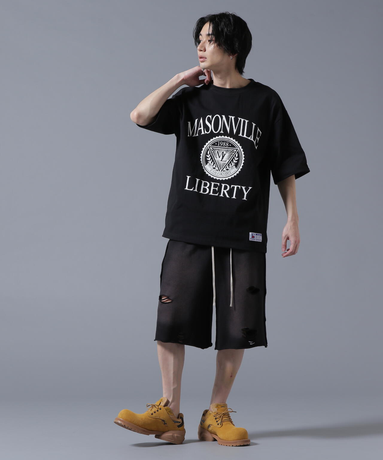 【WEB&DEPOT限定】DankeSchon/ダンケシェーン/DAMEGE SWEAT SHORTS