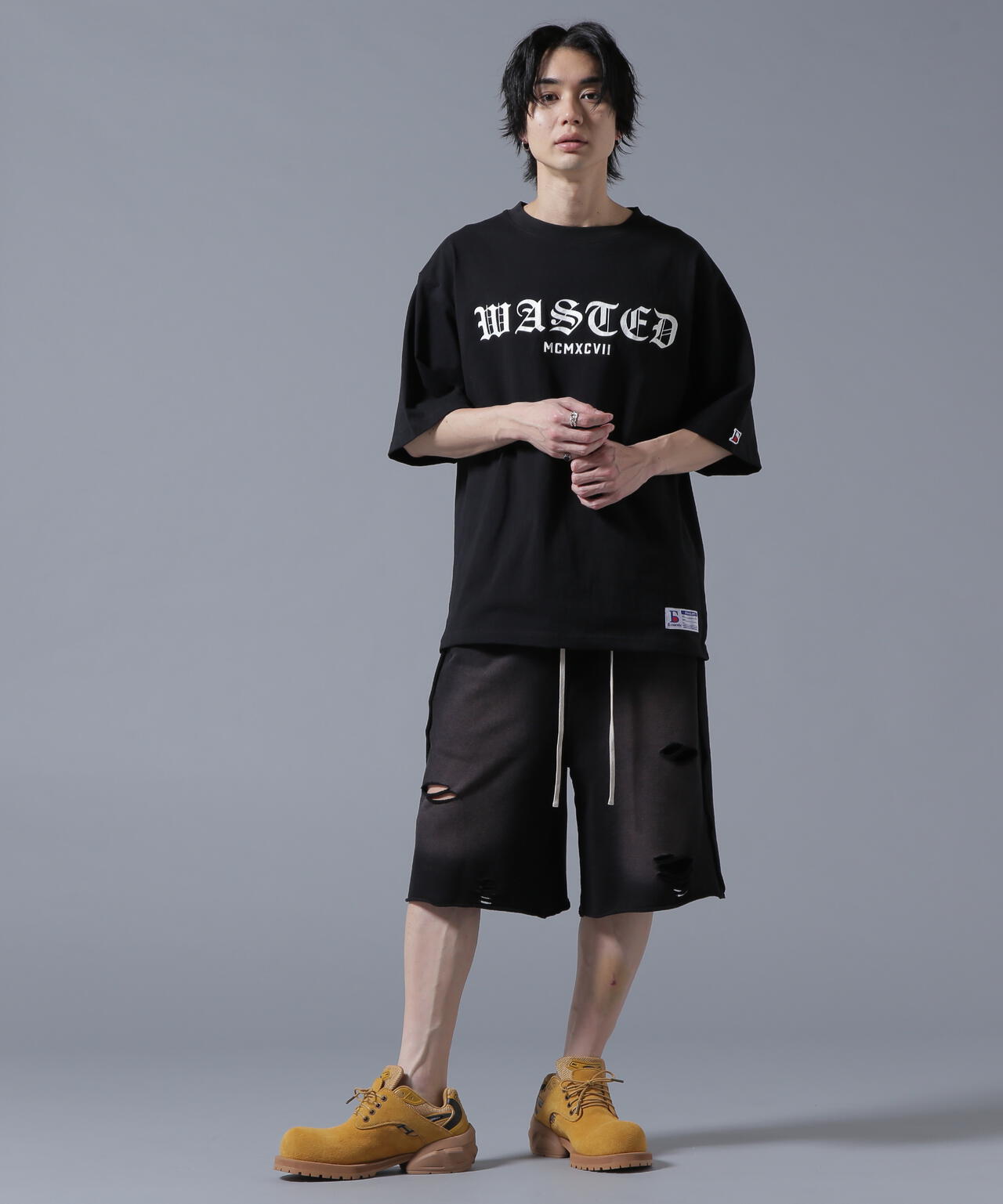 【WEB&DEPOT限定】DankeSchon/ダンケシェーン/DAMEGE SWEAT SHORTS