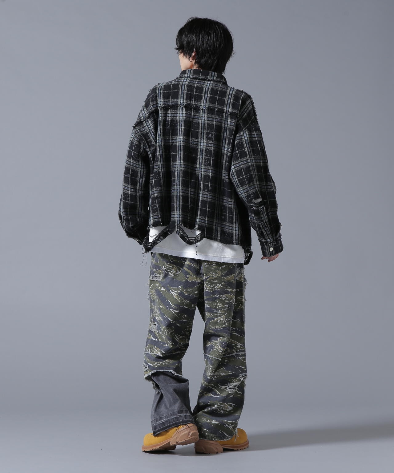 DankeSchon/ダンケシェーン/PIGMENT DAMAGE FLANNEL CHECK LONG SLEEVE SHIRTS