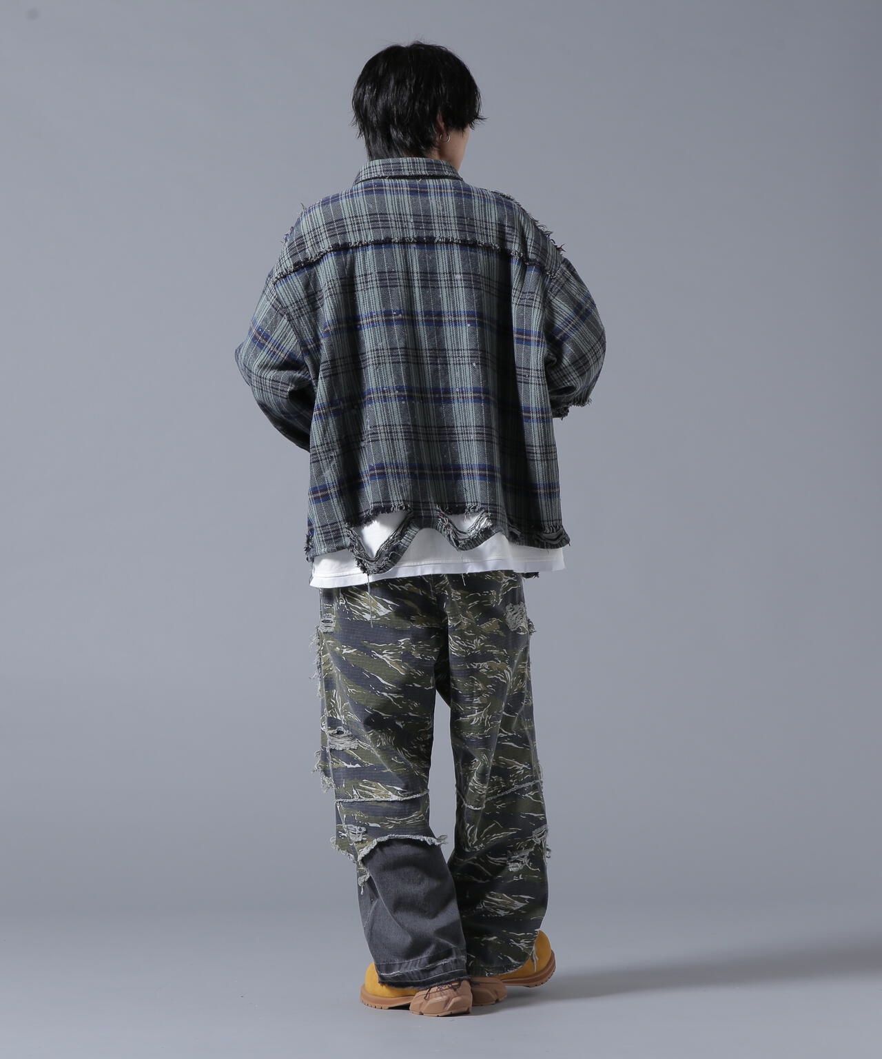 DankeSchon/ダンケシェーン/PIGMENT DAMAGE FLANNEL CHECK LONG SLEEVE SHIRTS