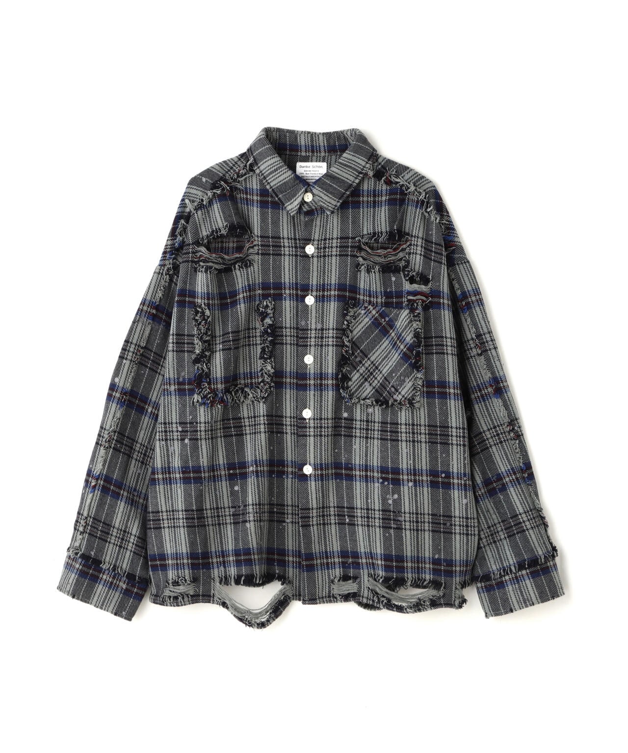 DankeSchon/ダンケシェーン/PIGMENT DAMAGE FLANNEL CHECK LONG SLEEVE SHIRTS