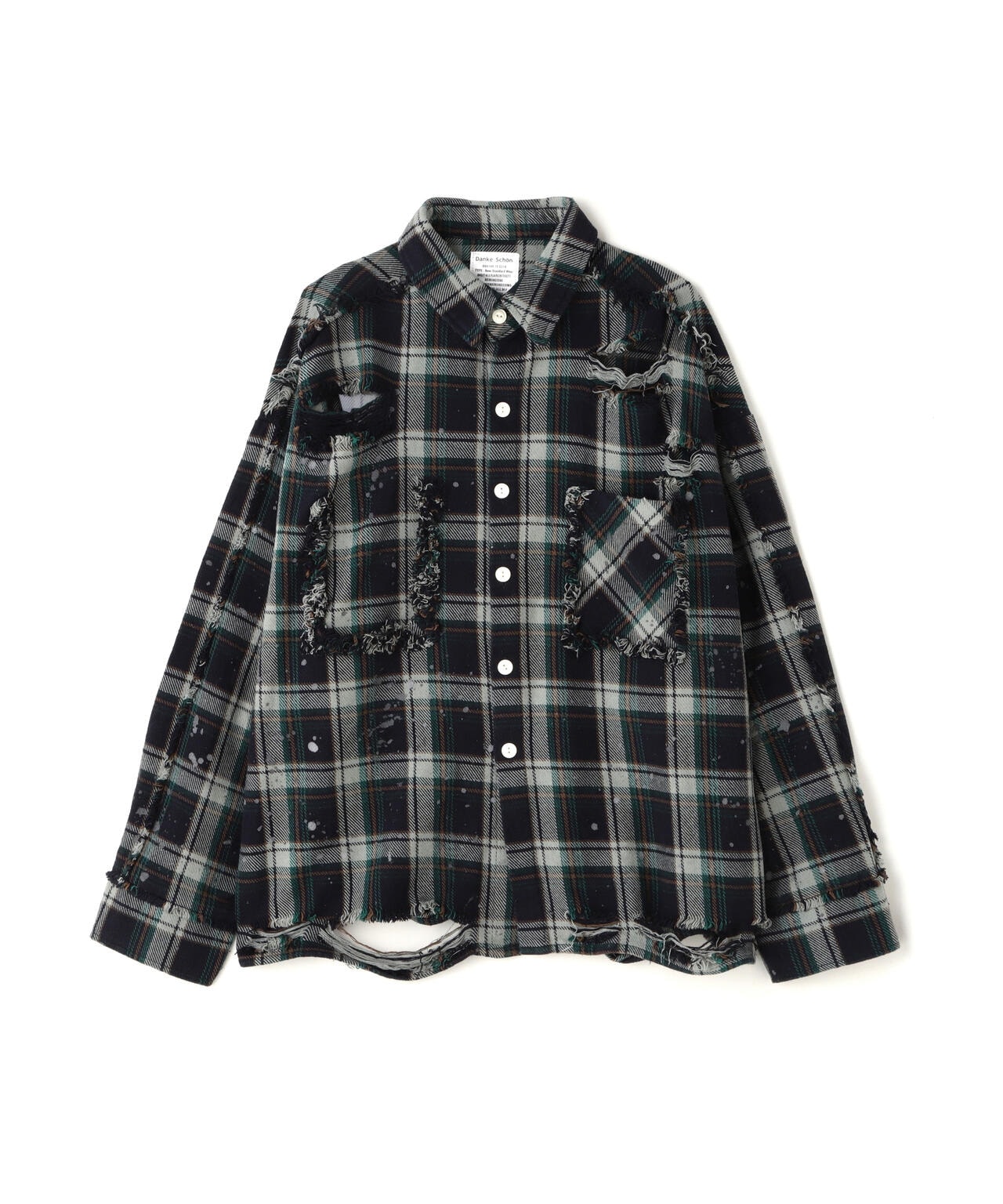 DankeSchon/ダンケシェーン/PIGMENT DAMAGE FLANNEL CHECK LONG SLEEVE SHIRTS