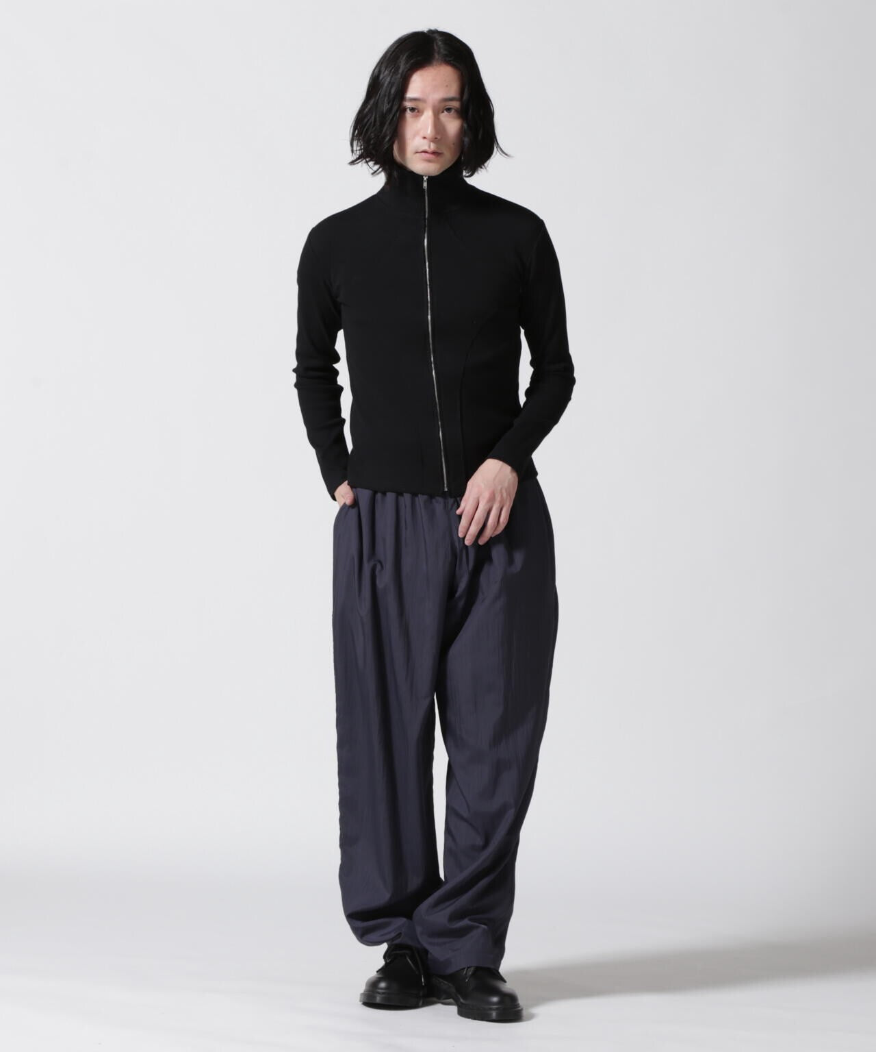 WHITELAND/ホワイトランド/RIB STAND ZIP LS TEE