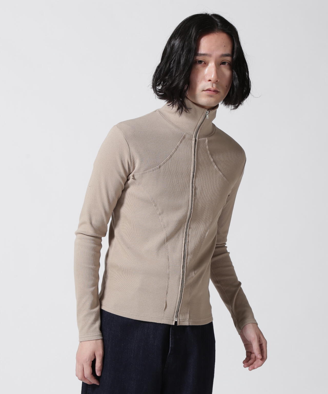 WHITELAND/ホワイトランド/RIB STAND ZIP LS TEE