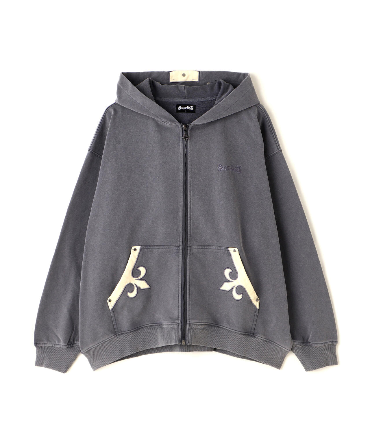 SUPPLIER/【LHP EXCLUSIVE】FLEUR LEATHER PATCH ZIP HOODIE