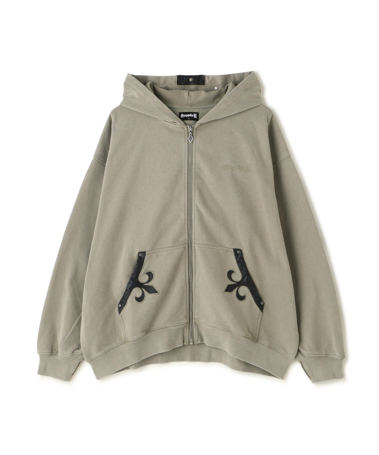 SUPPLIER/【LHP EXCLUSIVE】FLEUR LEATHER PATCH ZIP HOODIE