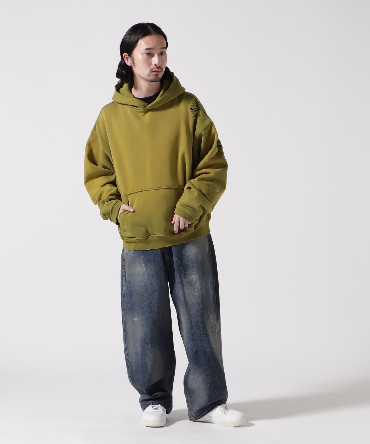 WHITELAND/ホワイトランド/VINTAGE DAMEGE HOODIE