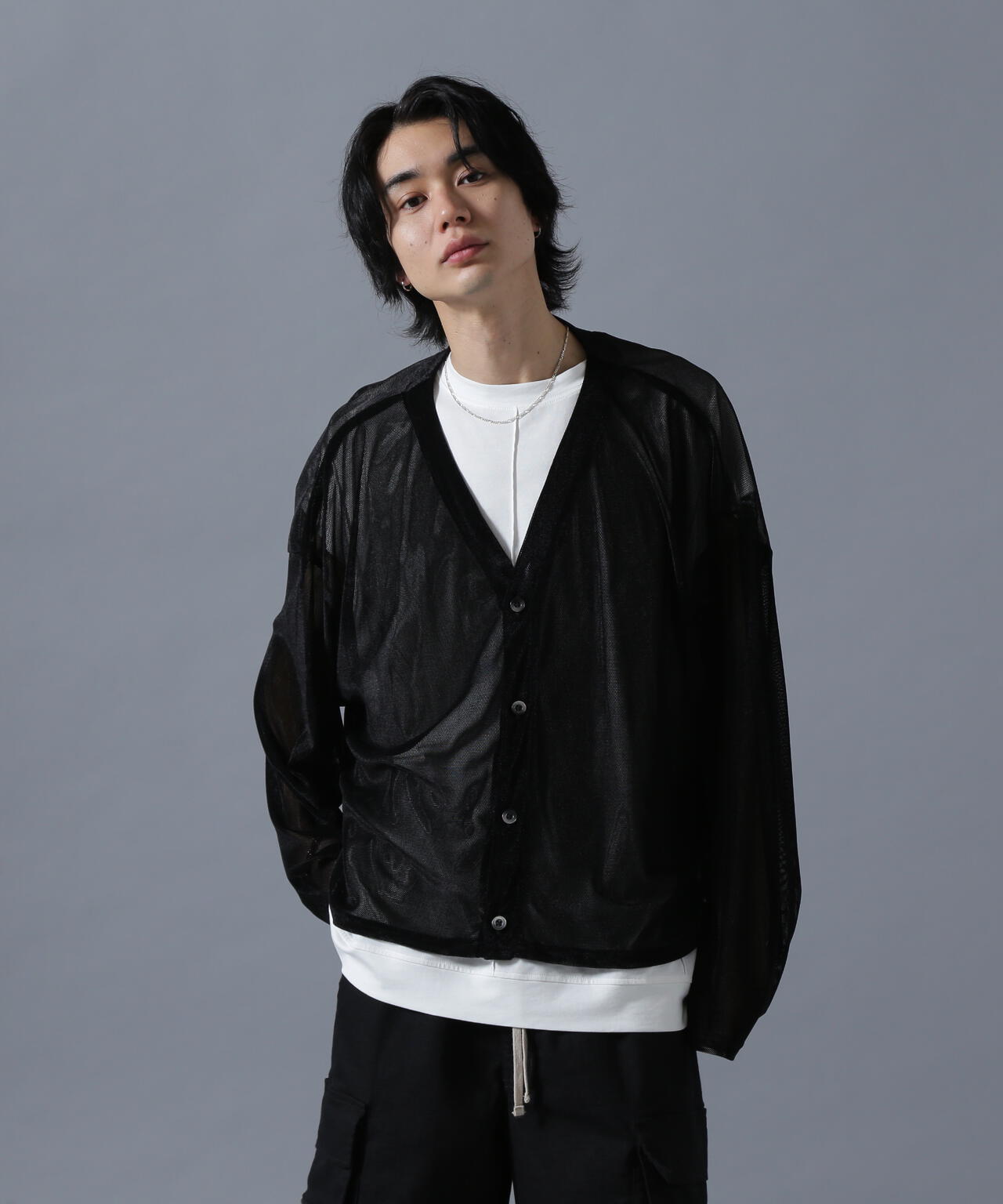 DankeSchon/ダンケシェーン/MESH VELOR CARDIGAN