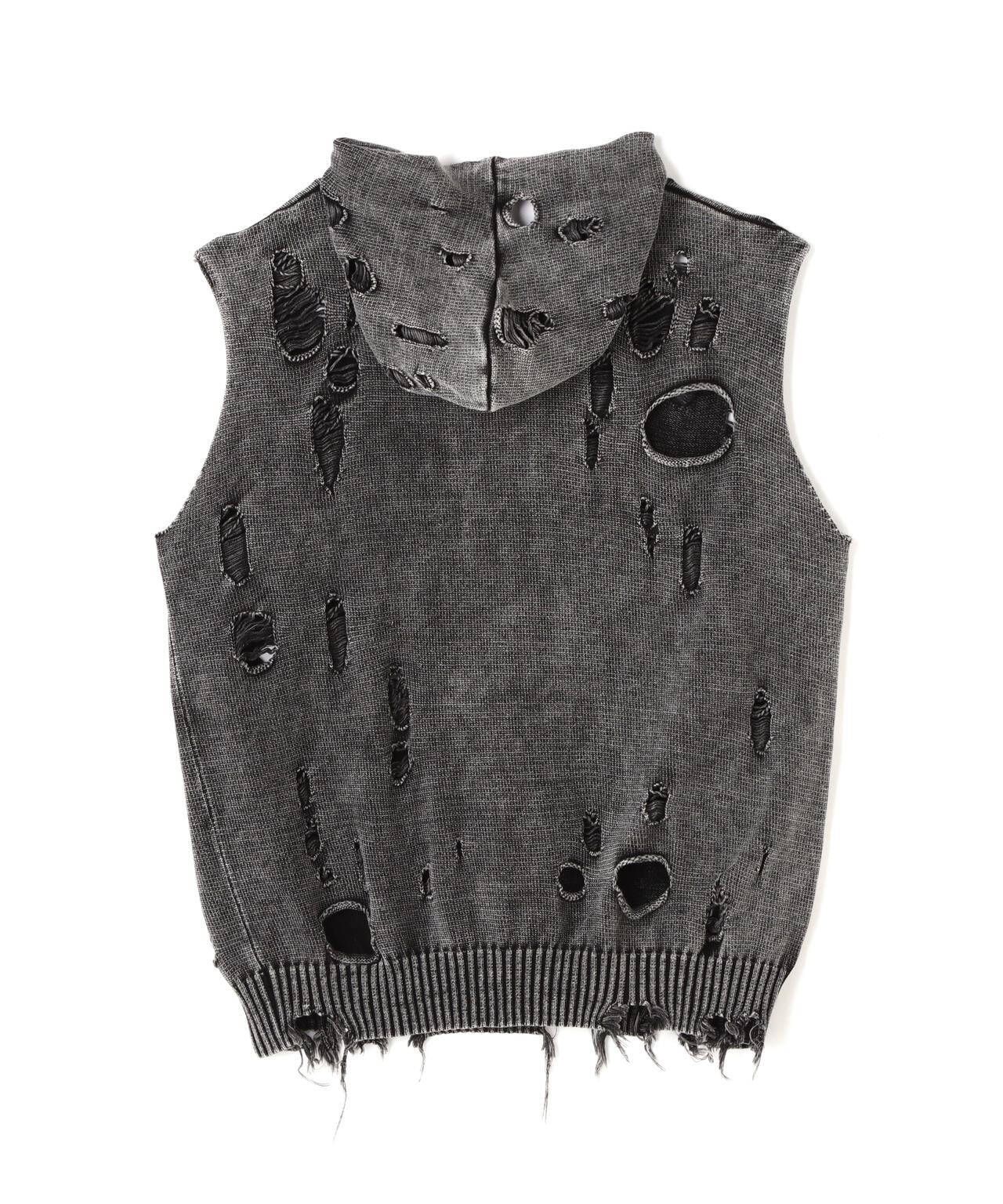 DankeSchon/ダンケシェーン/PIGMENT DAMAGE KNIT NOSLEEVE HOODIE