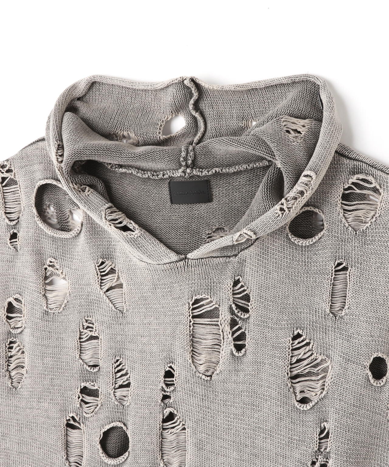DankeSchon/ダンケシェーン/PIGMENT DAMAGE KNIT NOSLEEVE HOODIE