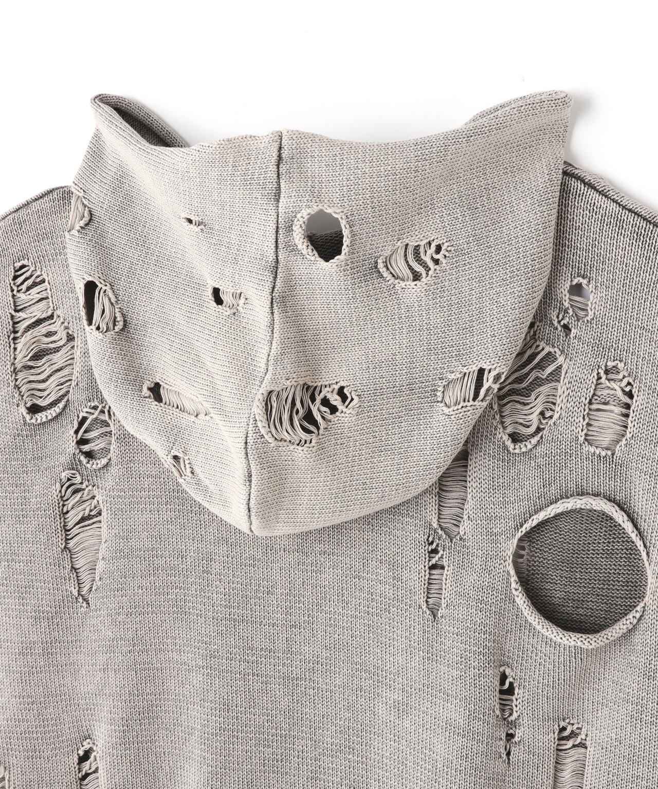 DankeSchon/ダンケシェーン/PIGMENT DAMAGE KNIT NOSLEEVE HOODIE