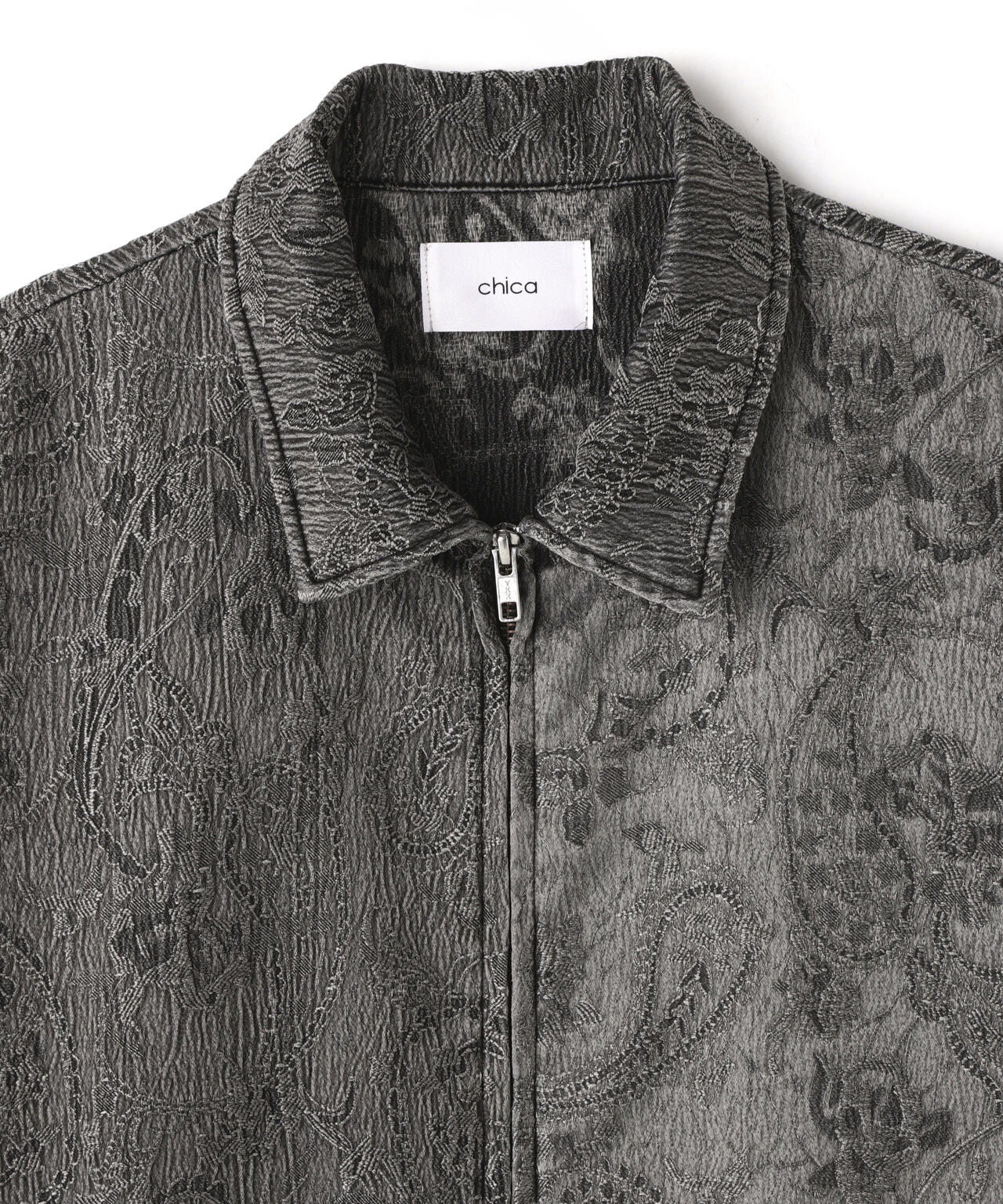 Chica/チカ/FLORAL JAQUARD PIGMENT BOMBER JACKET