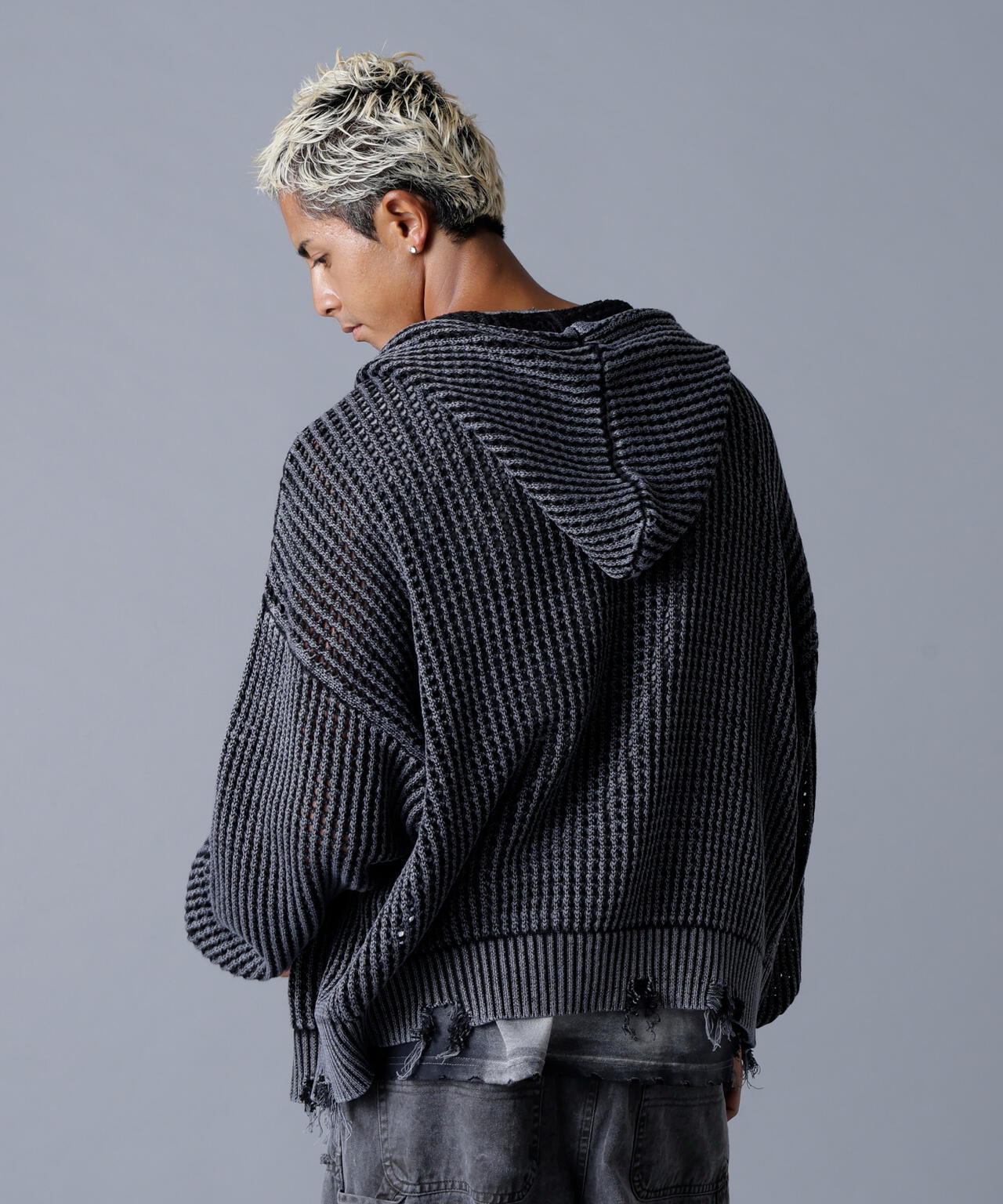 DankeSchon/ダンケシェーン/CHEMICAL MESH KNIT ZIP HOODIE