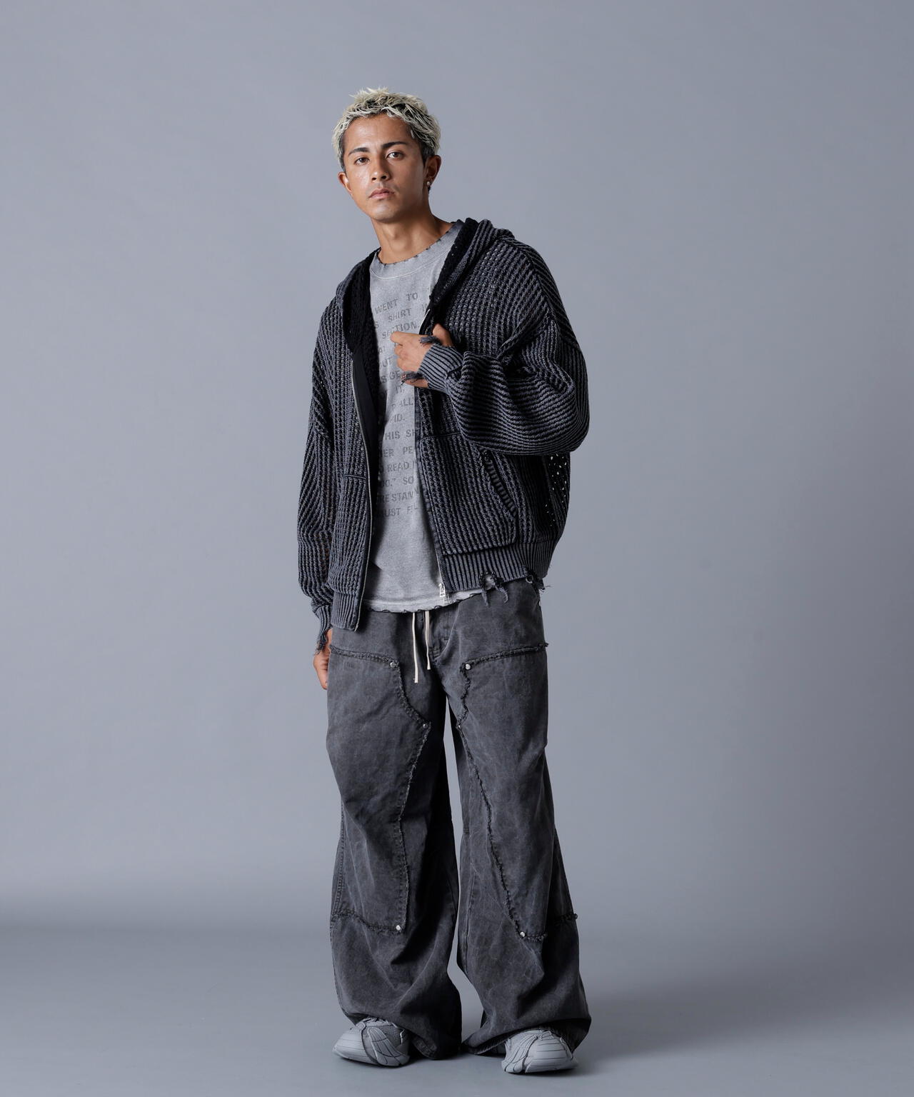 DankeSchon/ダンケシェーン/CHEMICAL MESH KNIT ZIP HOODIE