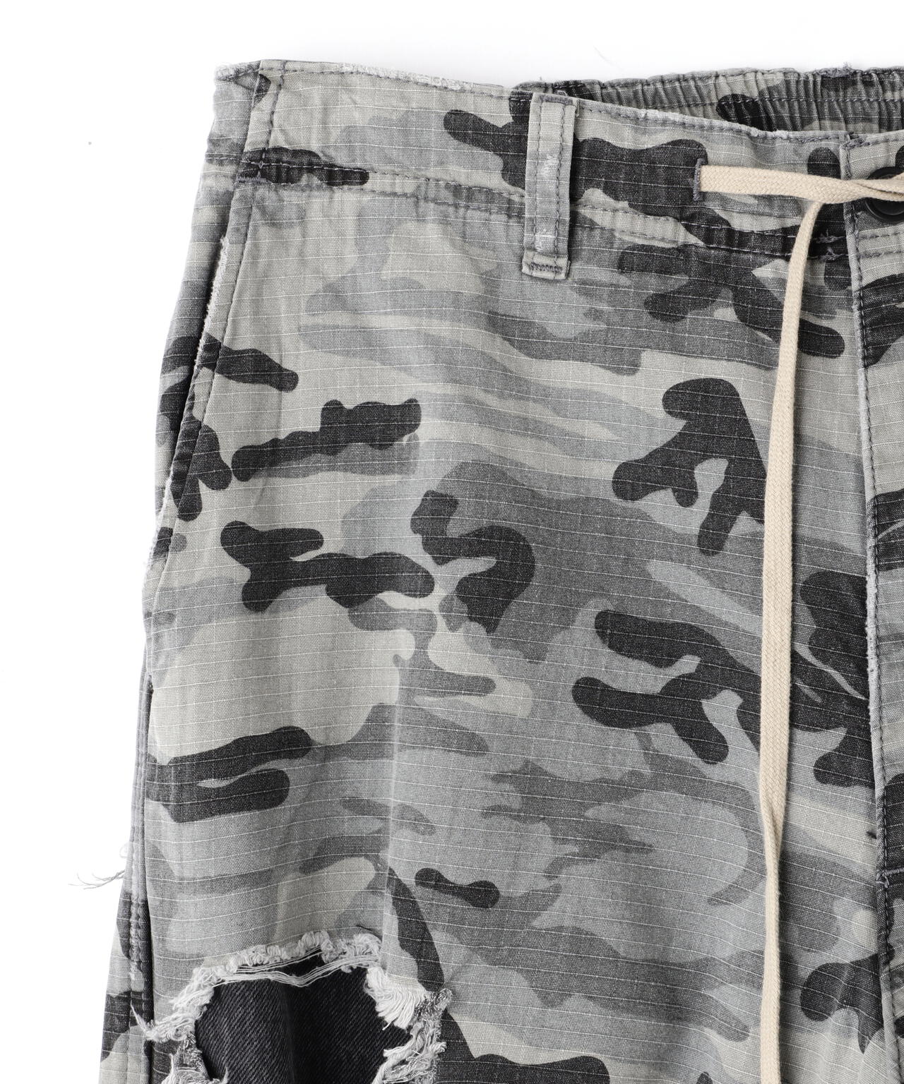 DankeSchon/ダンケシェーン/LAYER CAMO&DENIM BAGGY PANTS