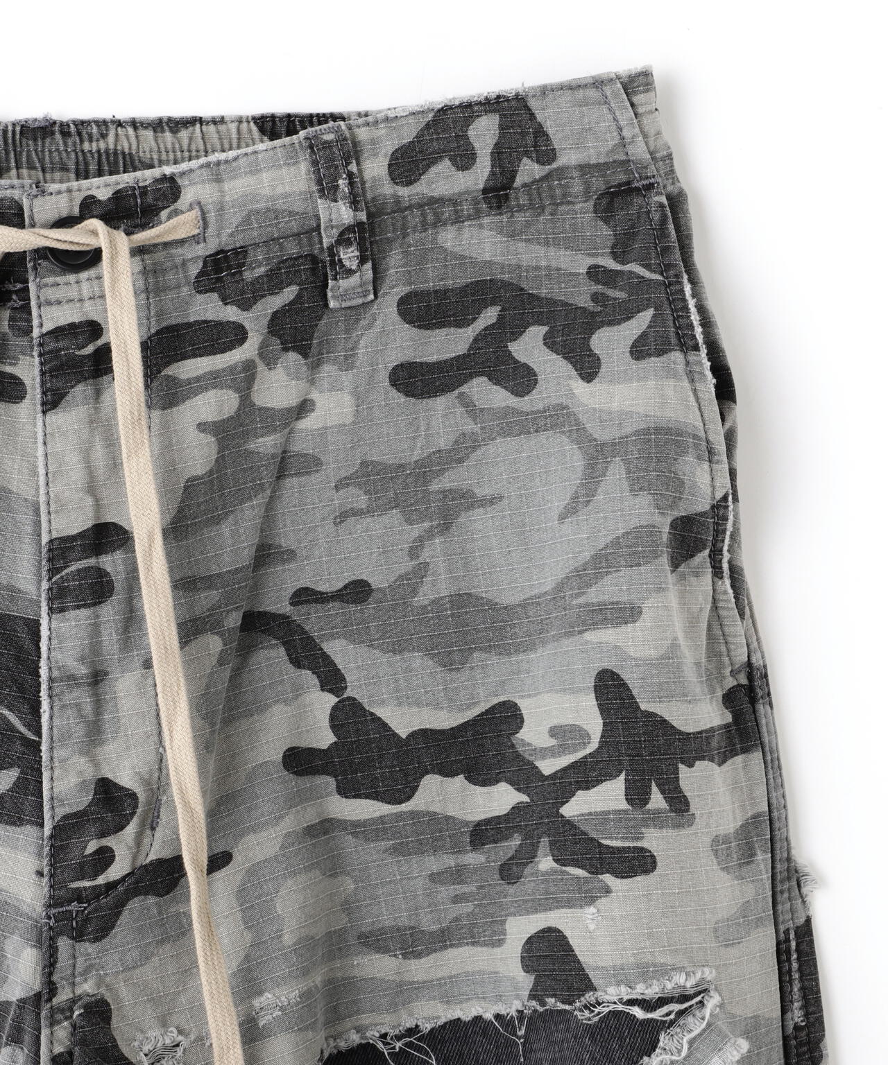 DankeSchon/ダンケシェーン/LAYER CAMO&DENIM BAGGY PANTS