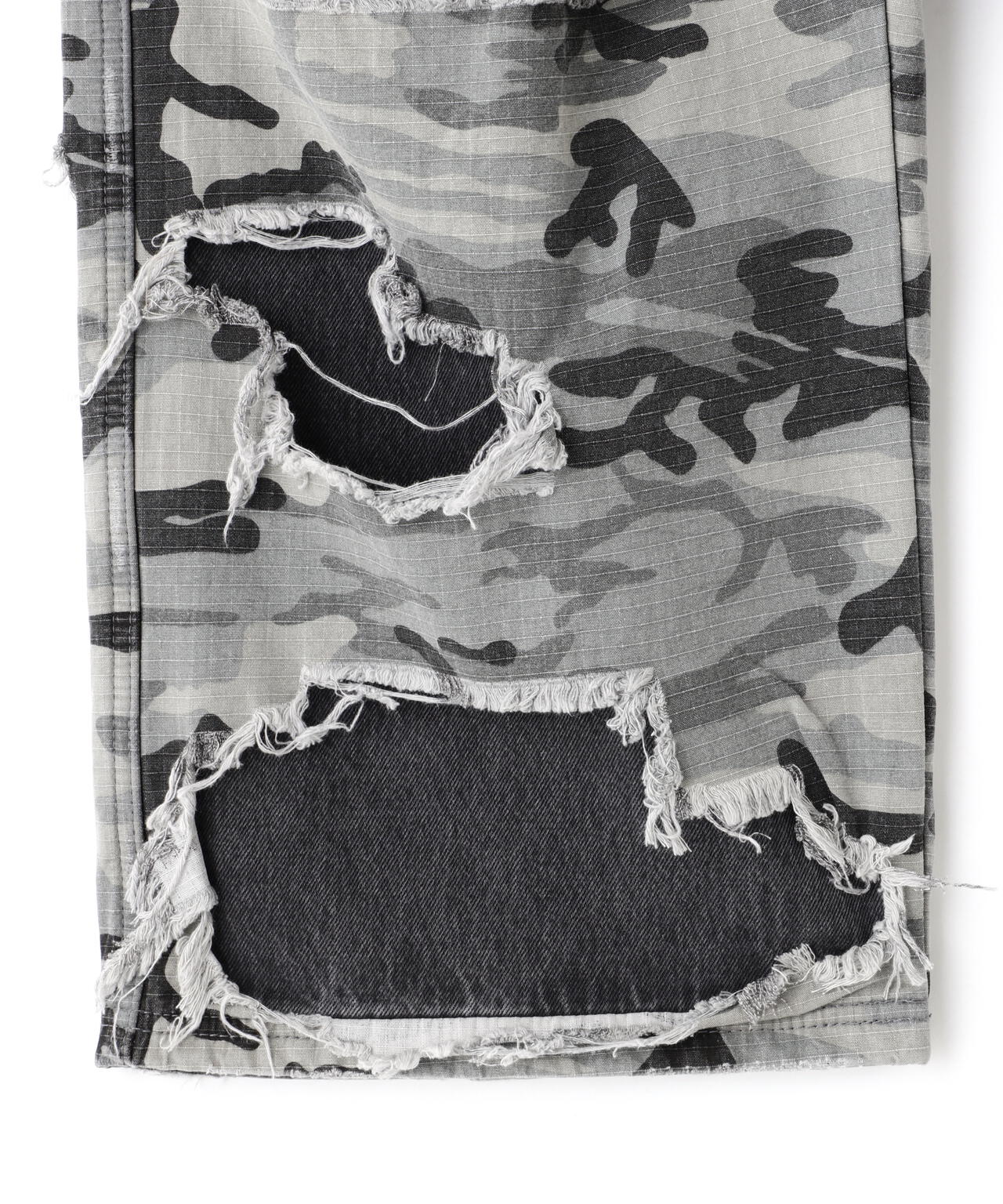 DankeSchon/ダンケシェーン/LAYER CAMO&DENIM BAGGY PANTS