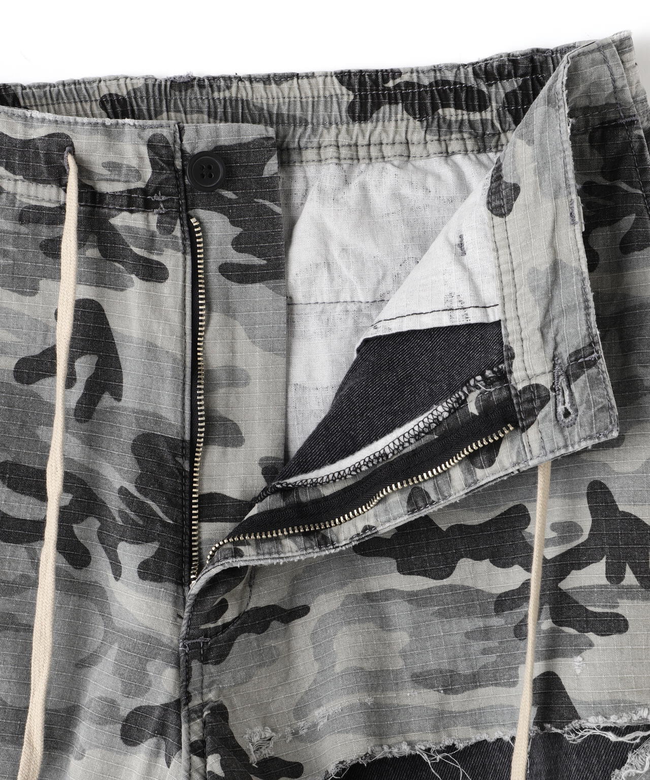 DankeSchon/ダンケシェーン/LAYER CAMO&DENIM BAGGY PANTS