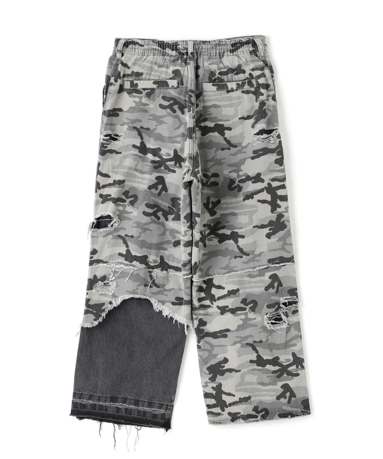DankeSchon/ダンケシェーン/LAYER CAMO&DENIM BAGGY PANTS