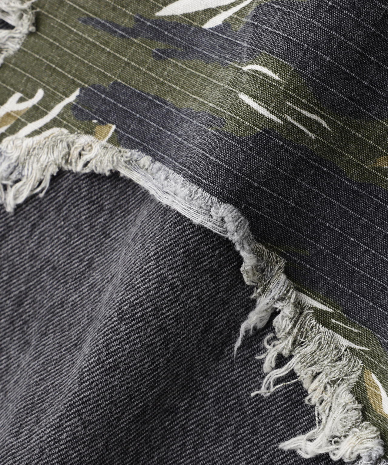 DankeSchon/ダンケシェーン/LAYER CAMO&DENIM BAGGY PANTS