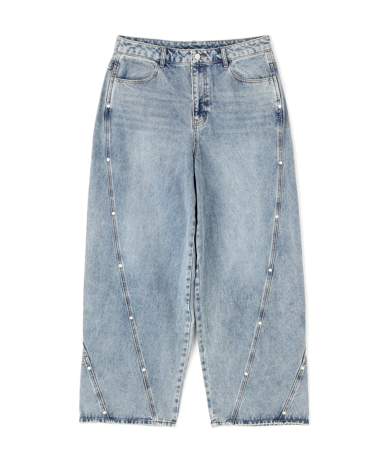 NOT4NERD/ノットフォーナード/STUD INCISION CURVED DENIM PANTS