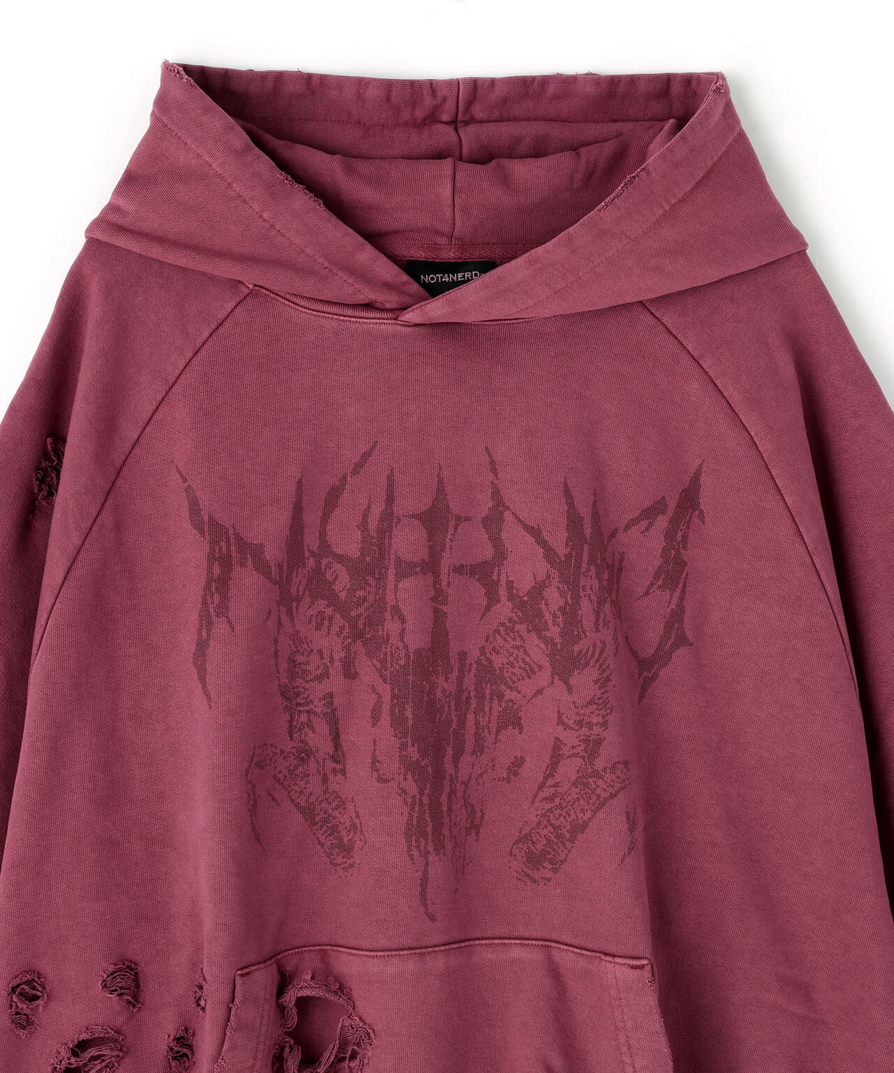 NOT4NERD/ノットフォーナード/DESTROYED PIGMENT GOAT PULLOVER HOODIE