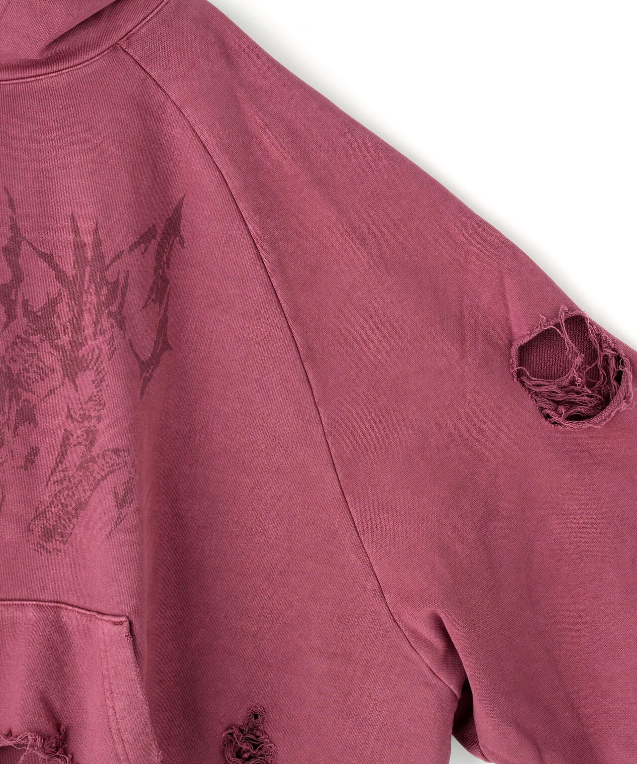 NOT4NERD/ノットフォーナード/DESTROYED PIGMENT GOAT PULLOVER HOODIE