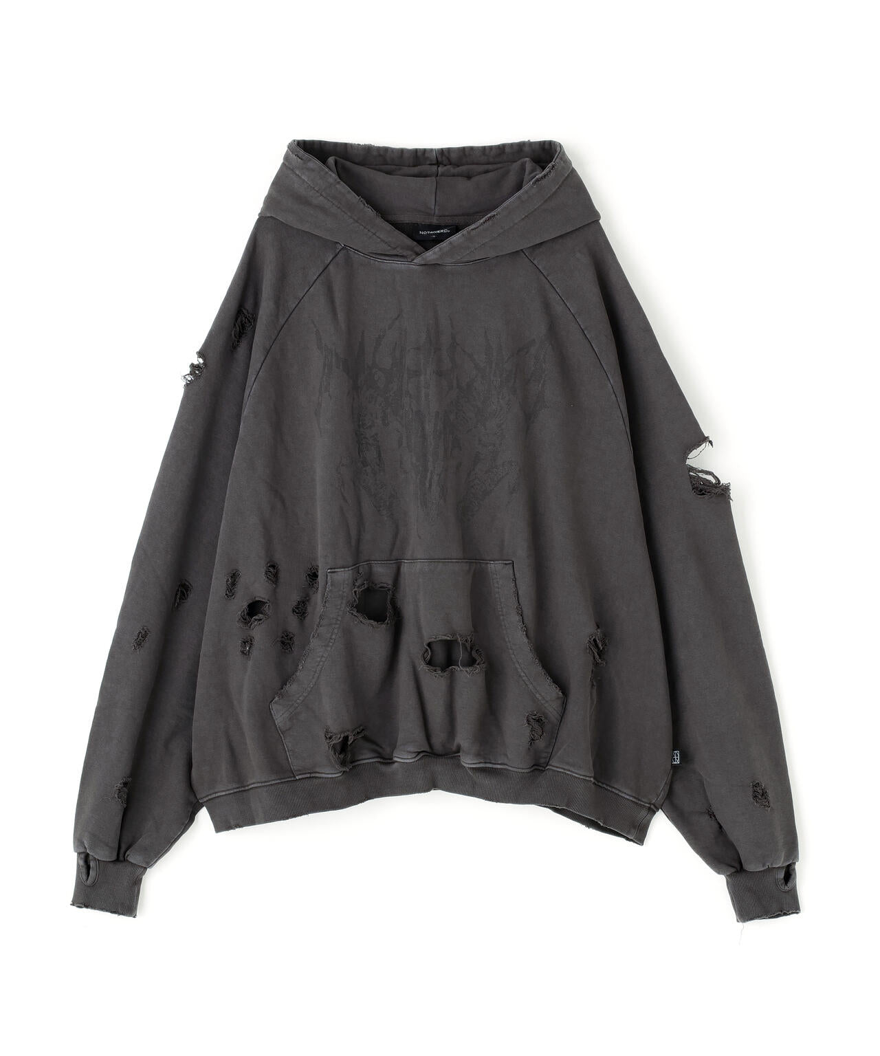 NOT4NERD/ノットフォーナード/DESTROYED PIGMENT GOAT PULLOVER HOODIE