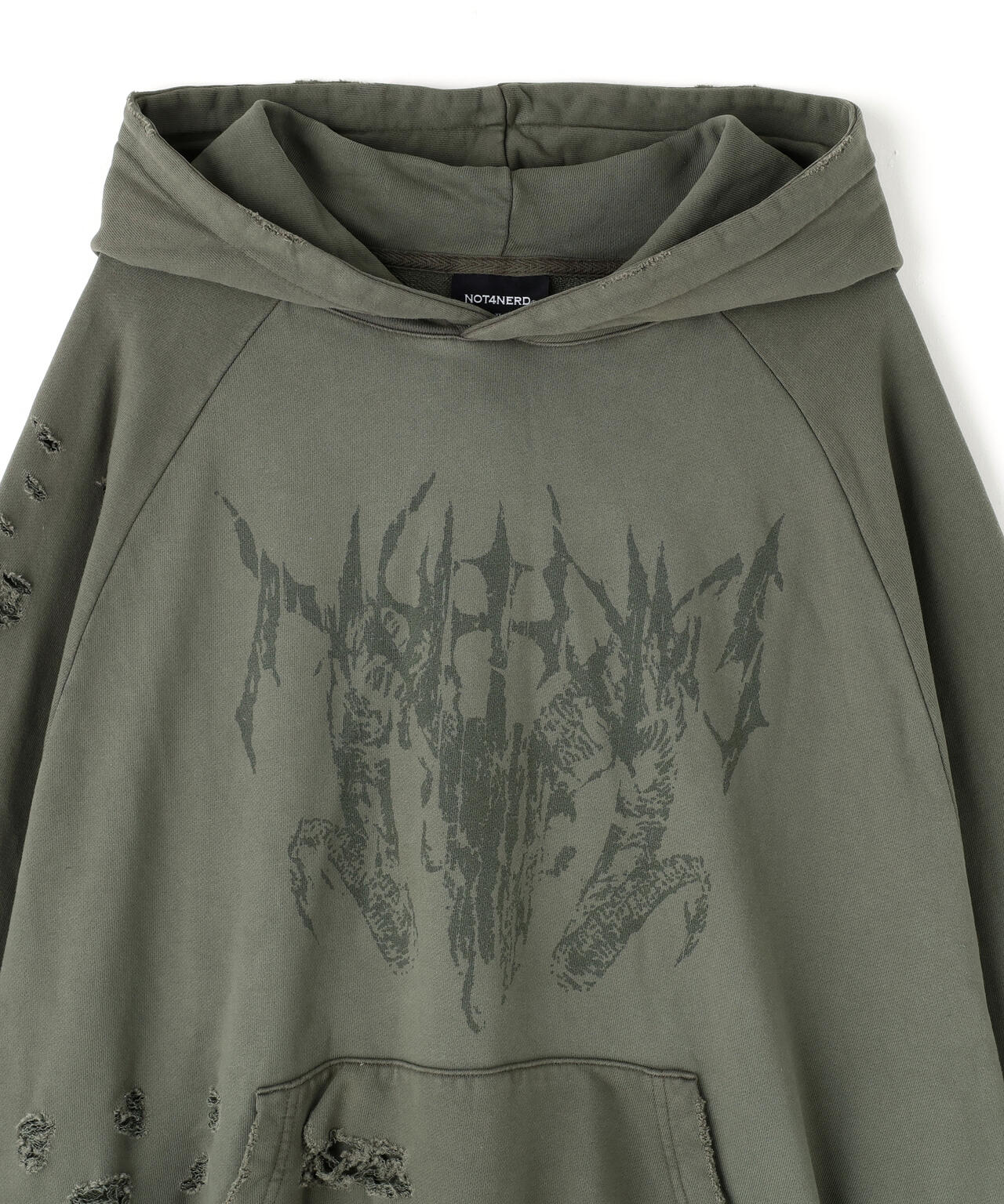 NOT4NERD/ノットフォーナード/DESTROYED PIGMENT GOAT PULLOVER HOODIE