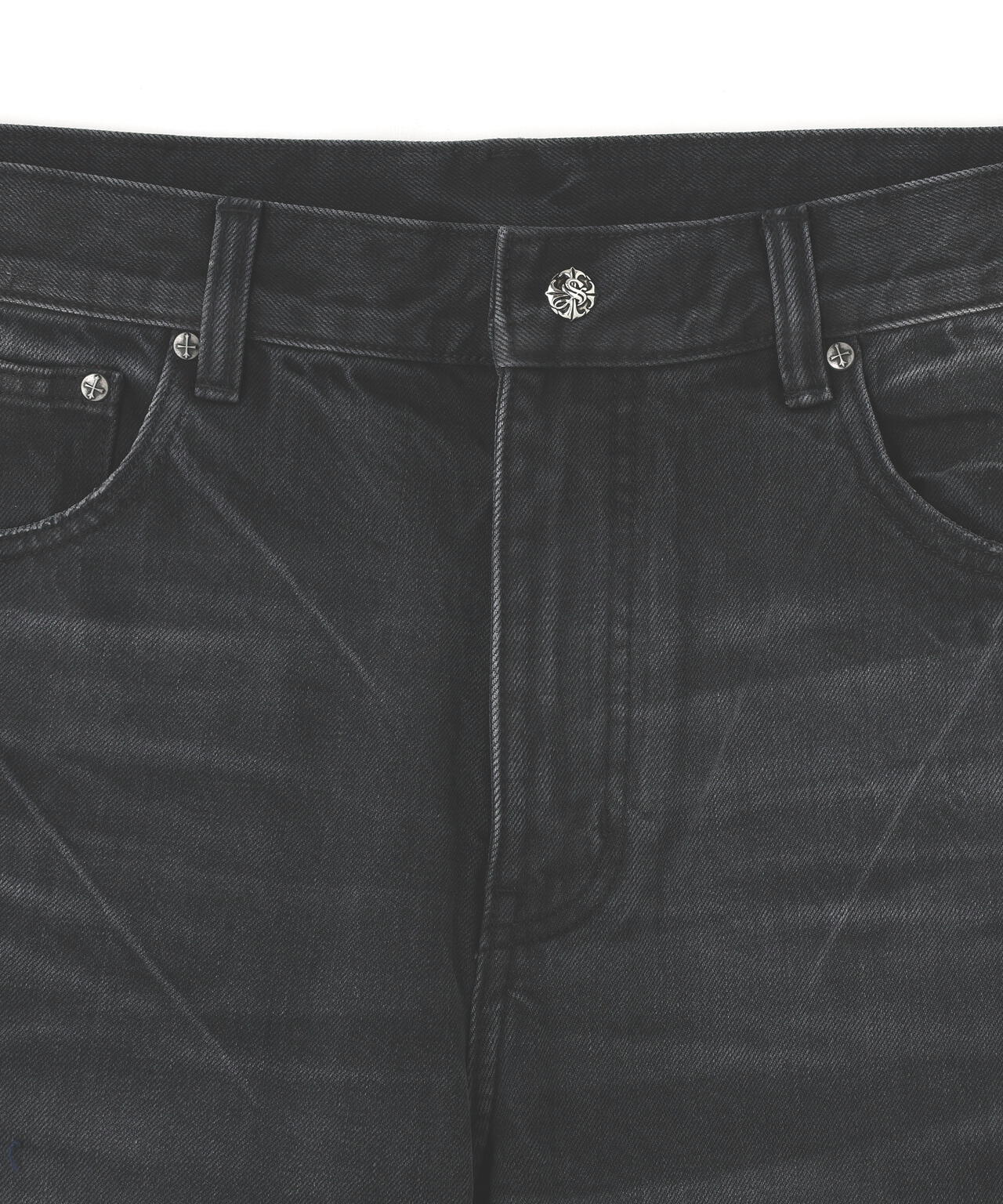 SUPPLIER/サプライヤー/Multiple Cross Leather Patch Baggy Denim