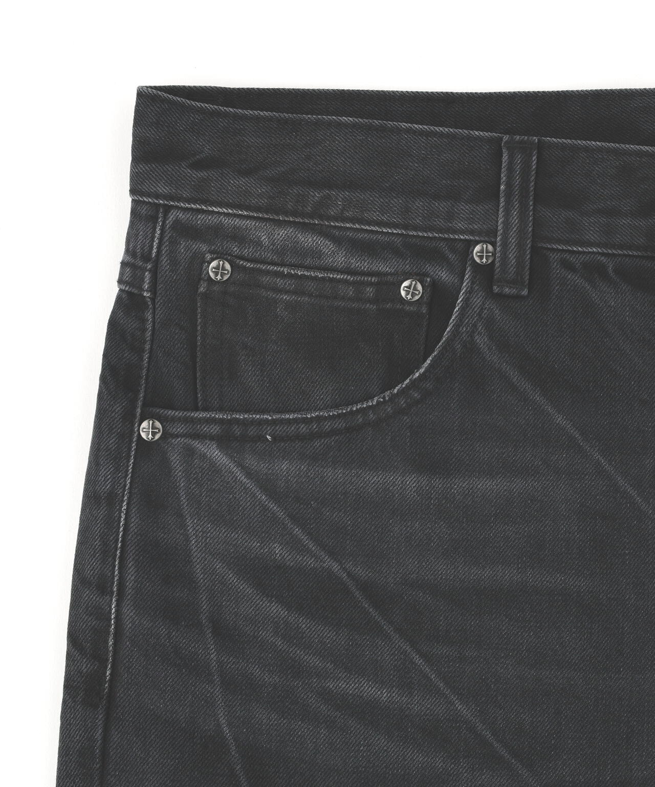 SUPPLIER/サプライヤー/Multiple Cross Leather Patch Baggy Denim