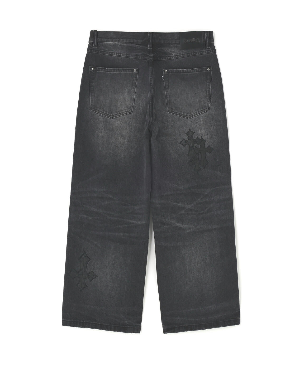 SUPPLIER/サプライヤー/Multiple Cross Leather Patch Baggy Denim