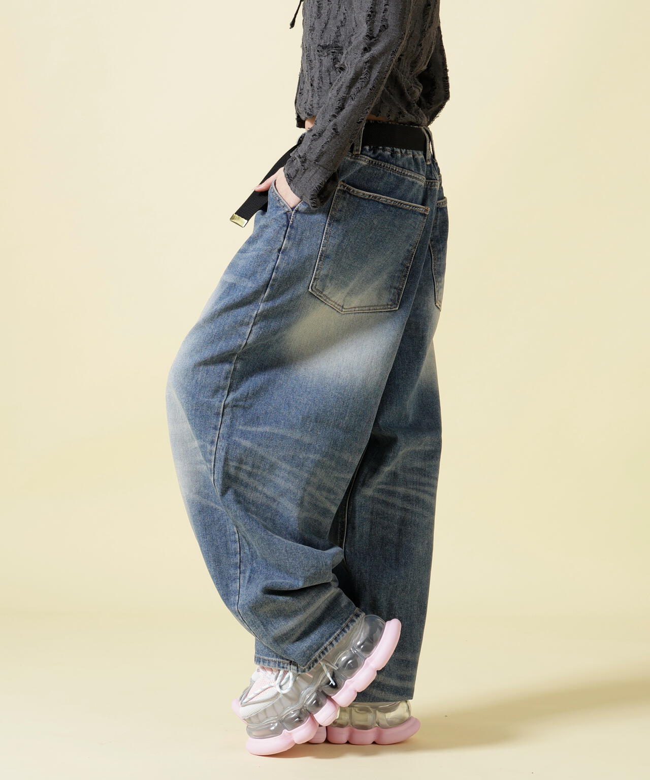 SIS/エスアイエス/Washed Denim Wide Pants Blue