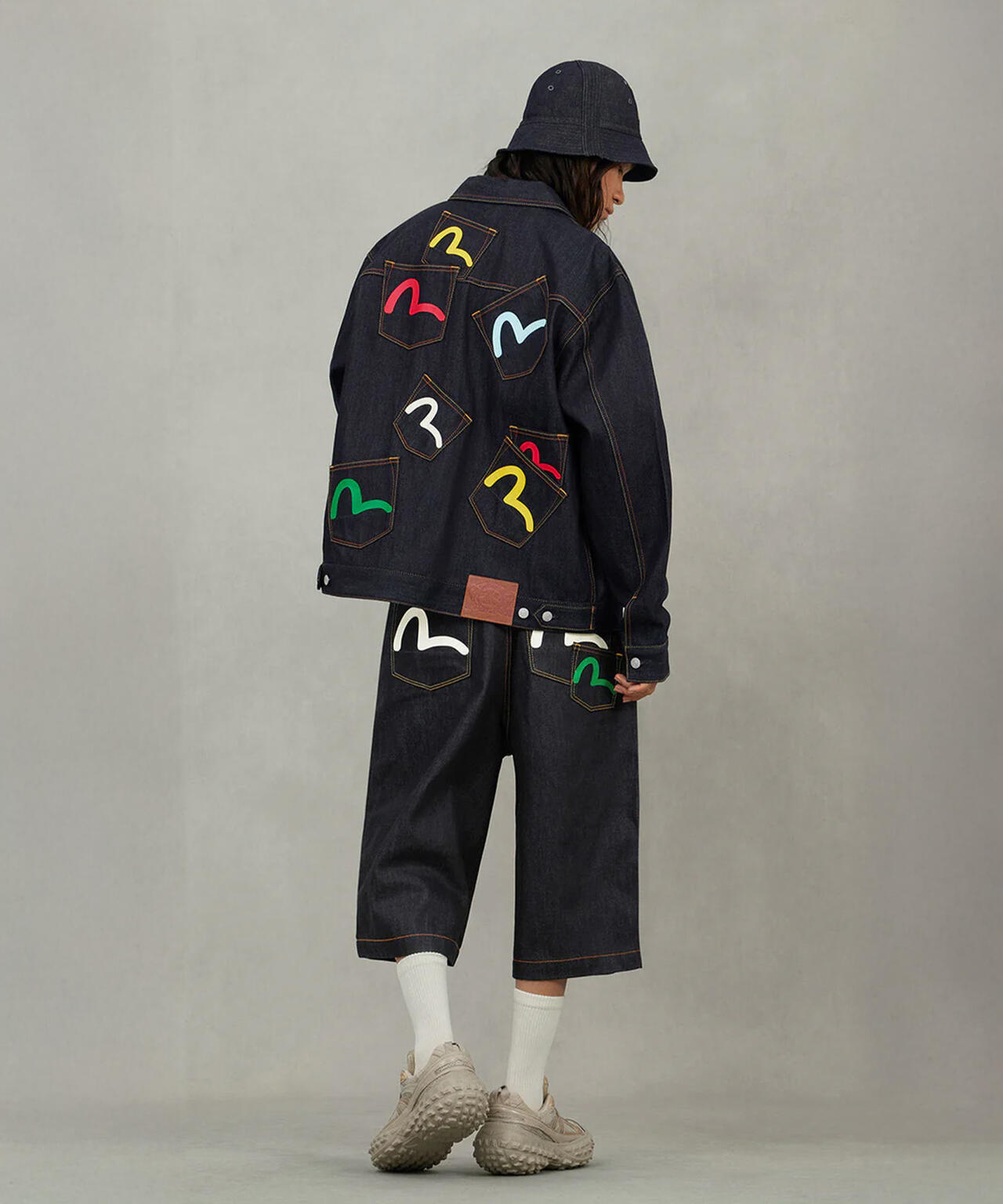 EVISU/エヴィス/Seagull Print and Multi-Pocket Fashion Fit Denim Shorts
