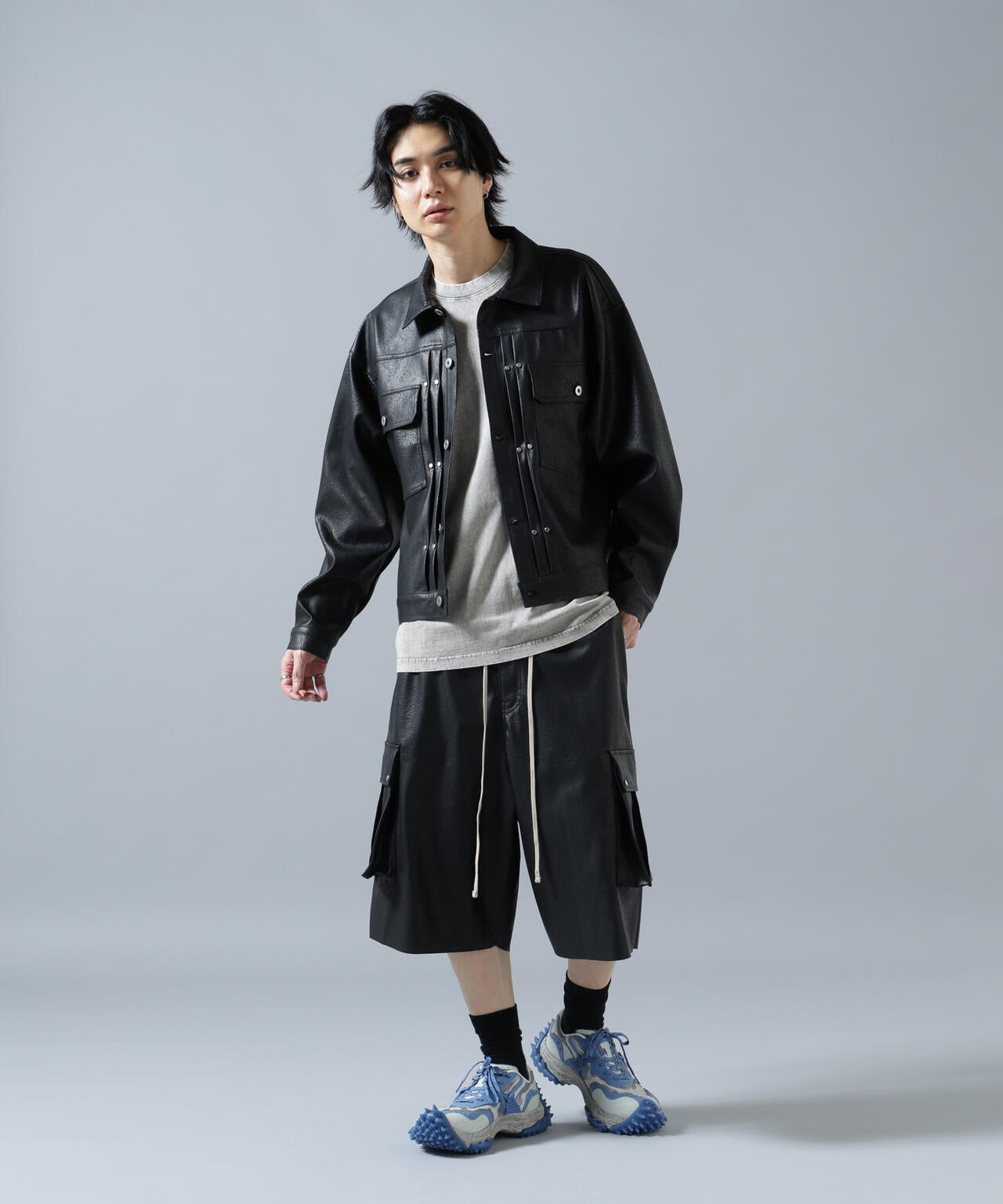 DankeSchon/ダンケシェーン/PULEATHER CARGO SHORTS