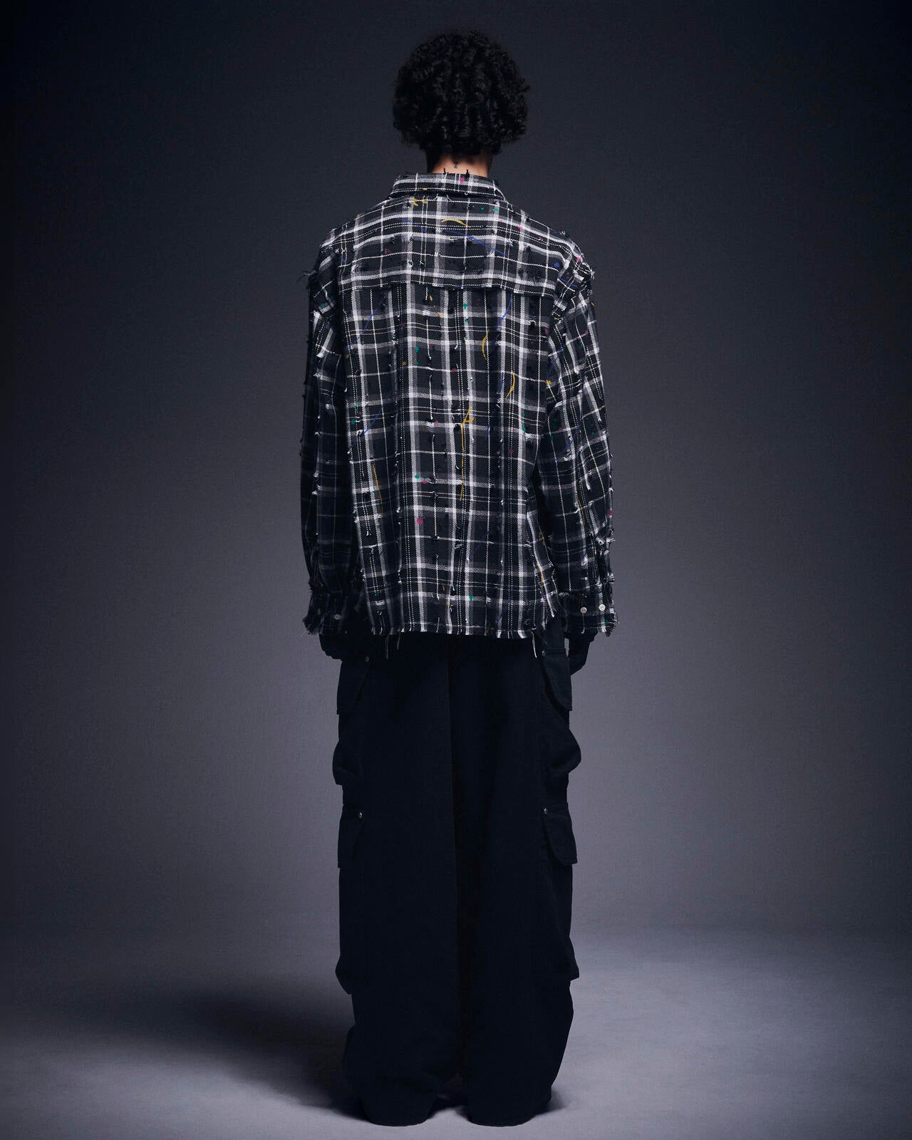 DankeSchon/ダンケシェーン/DAMAGE PAINT CHECK L/S SHIRTS