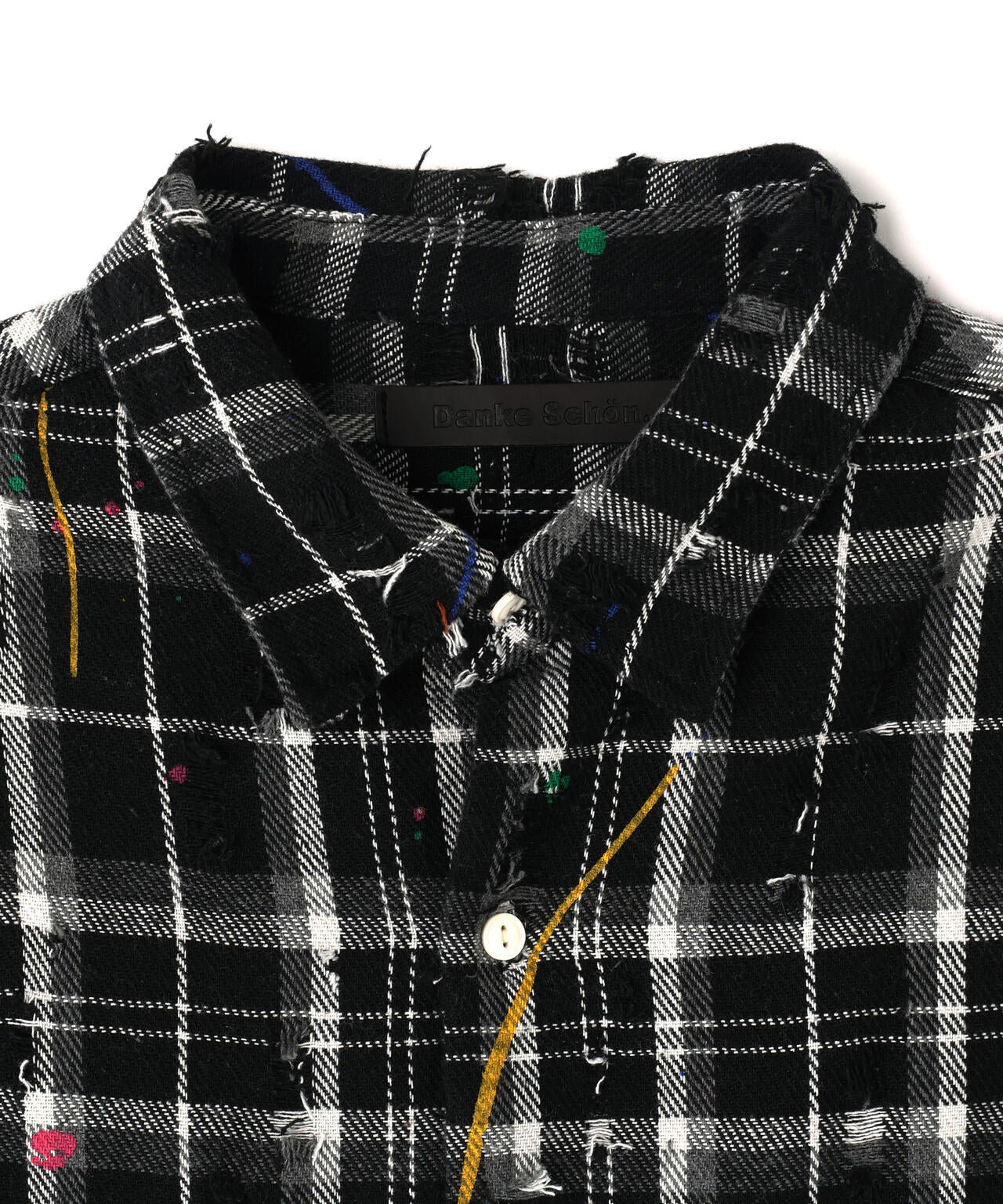 DankeSchon/ダンケシェーン/DAMAGE PAINT CHECK L/S SHIRTS