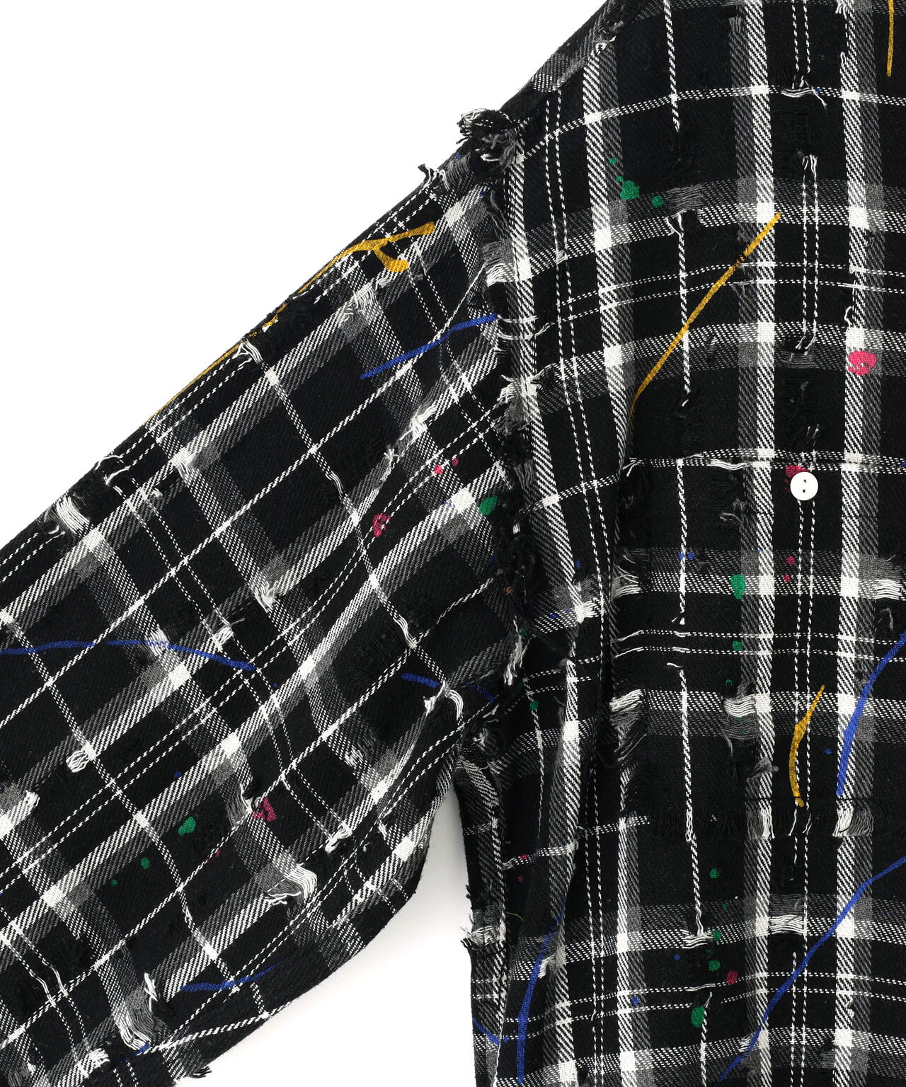 DankeSchon/ダンケシェーン/DAMAGE PAINT CHECK L/S SHIRTS