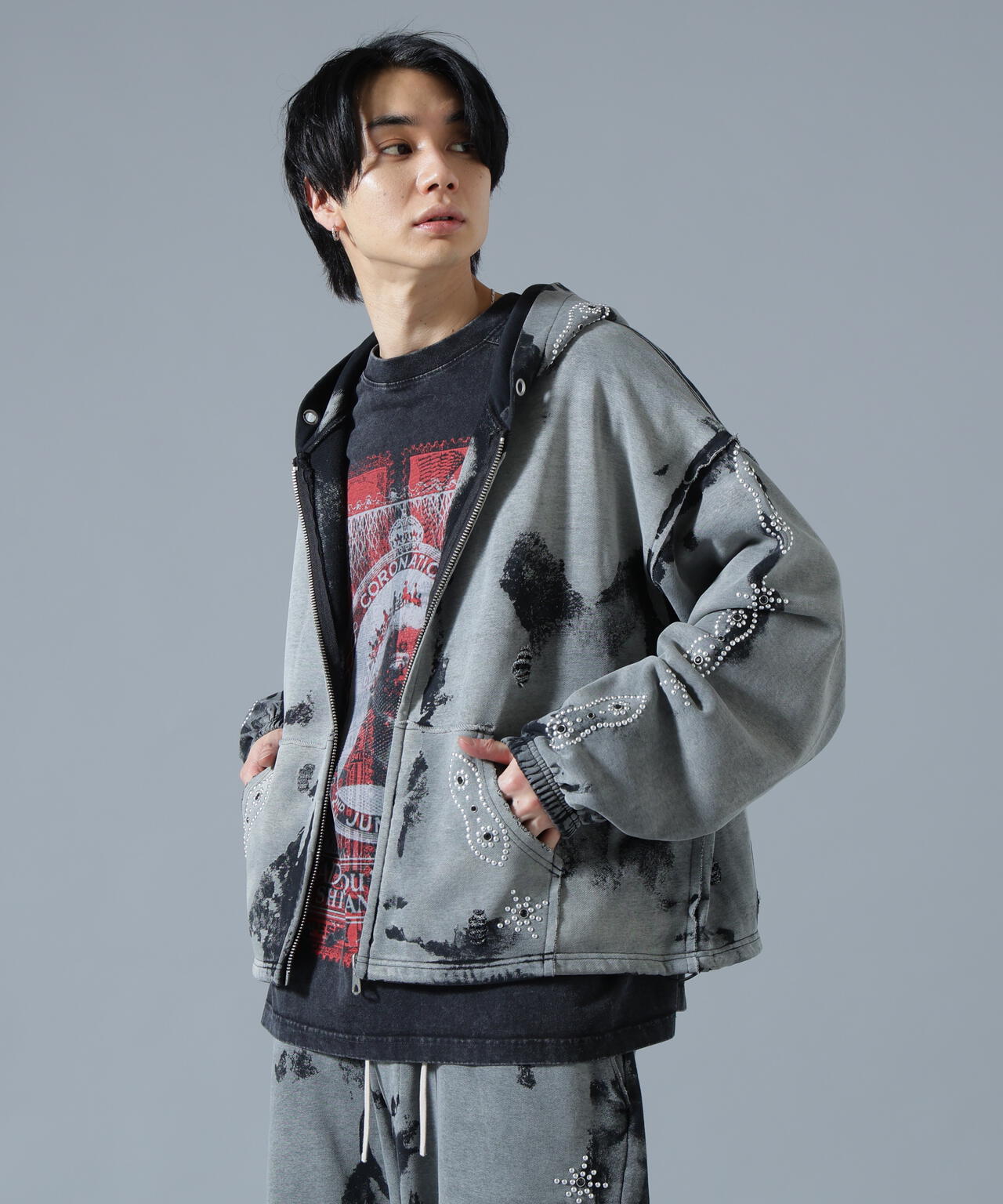 DankeSchon/ダンケシェーン/STUDS SWEAT ZIP HOODIE