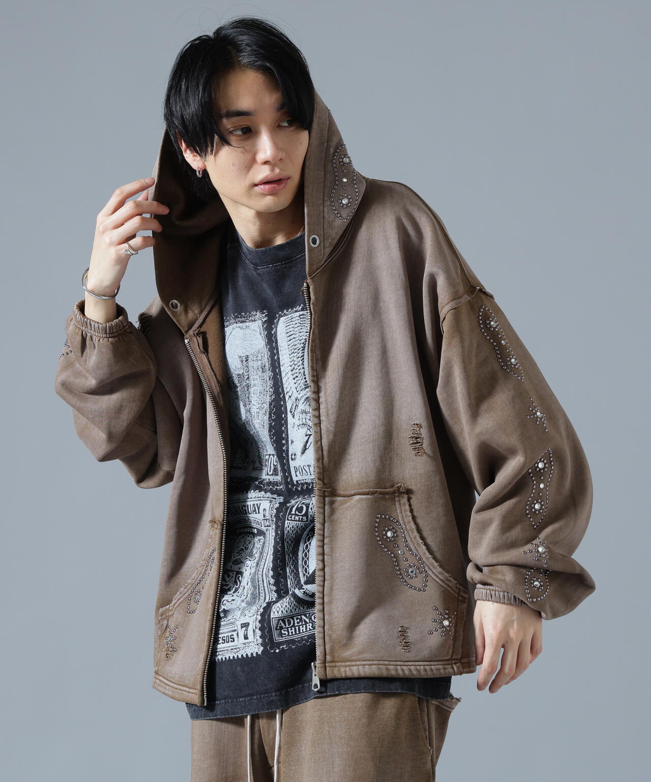 DankeSchon/ダンケシェーン/STUDS SWEAT ZIP HOODIE
